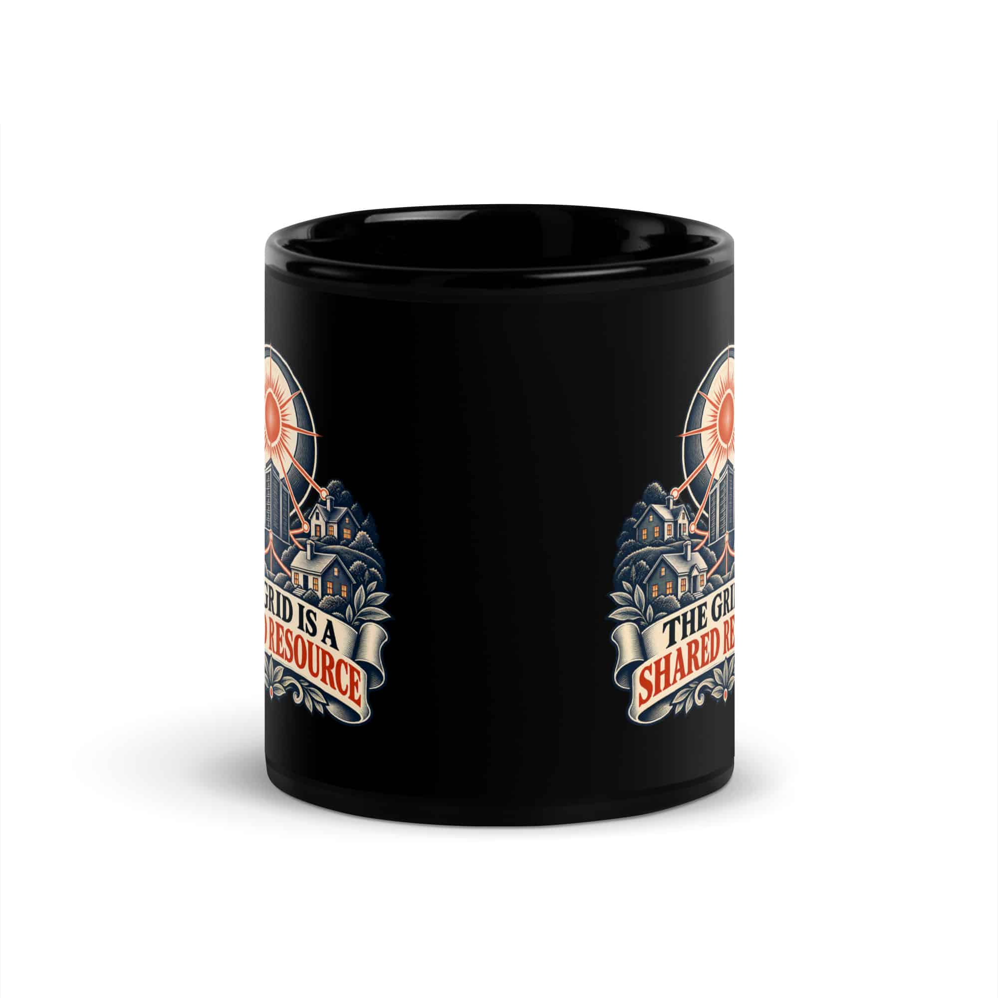 Black Glossy Coffee Mug: The grid is a shared resource
