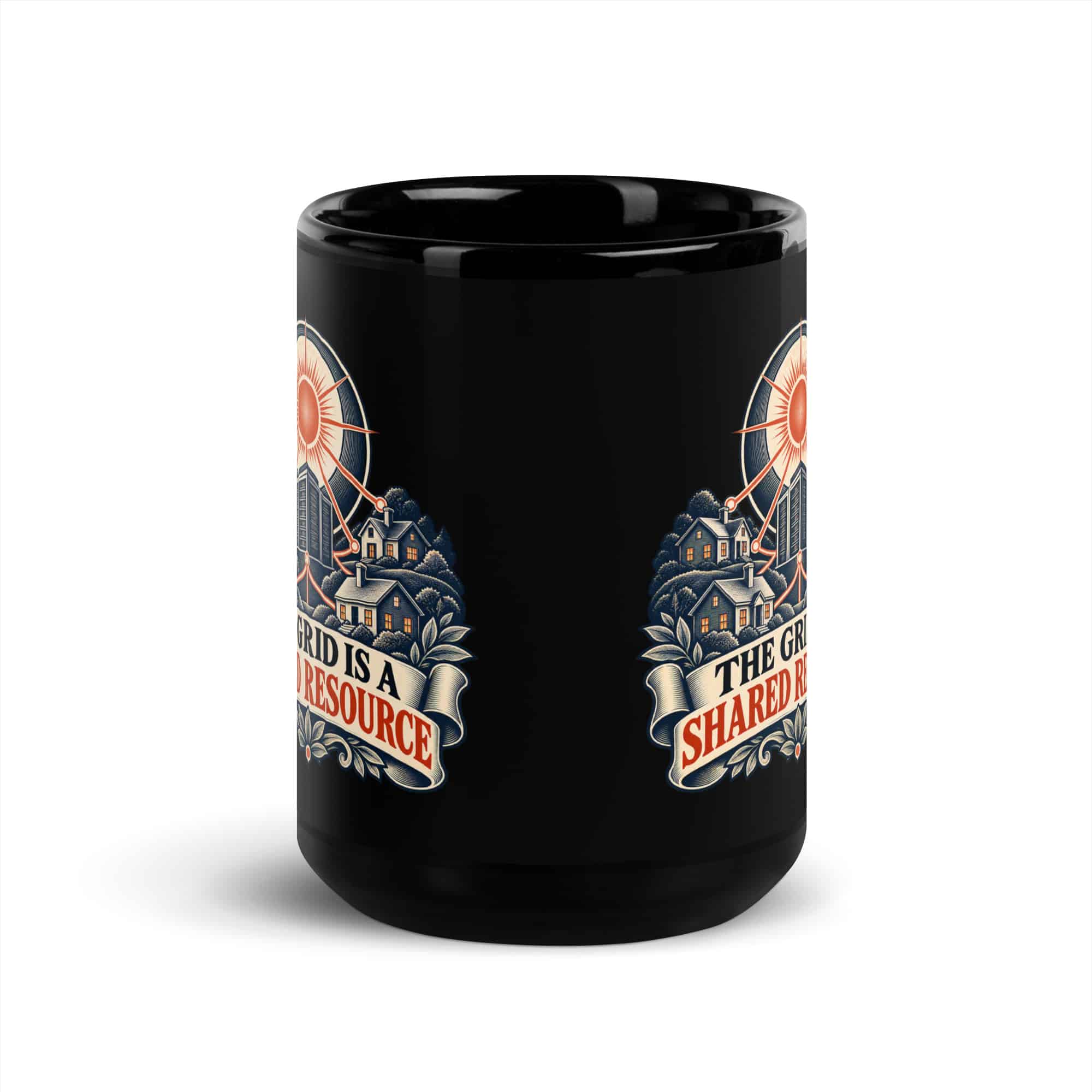 Black Glossy Coffee Mug: The grid is a shared resource
