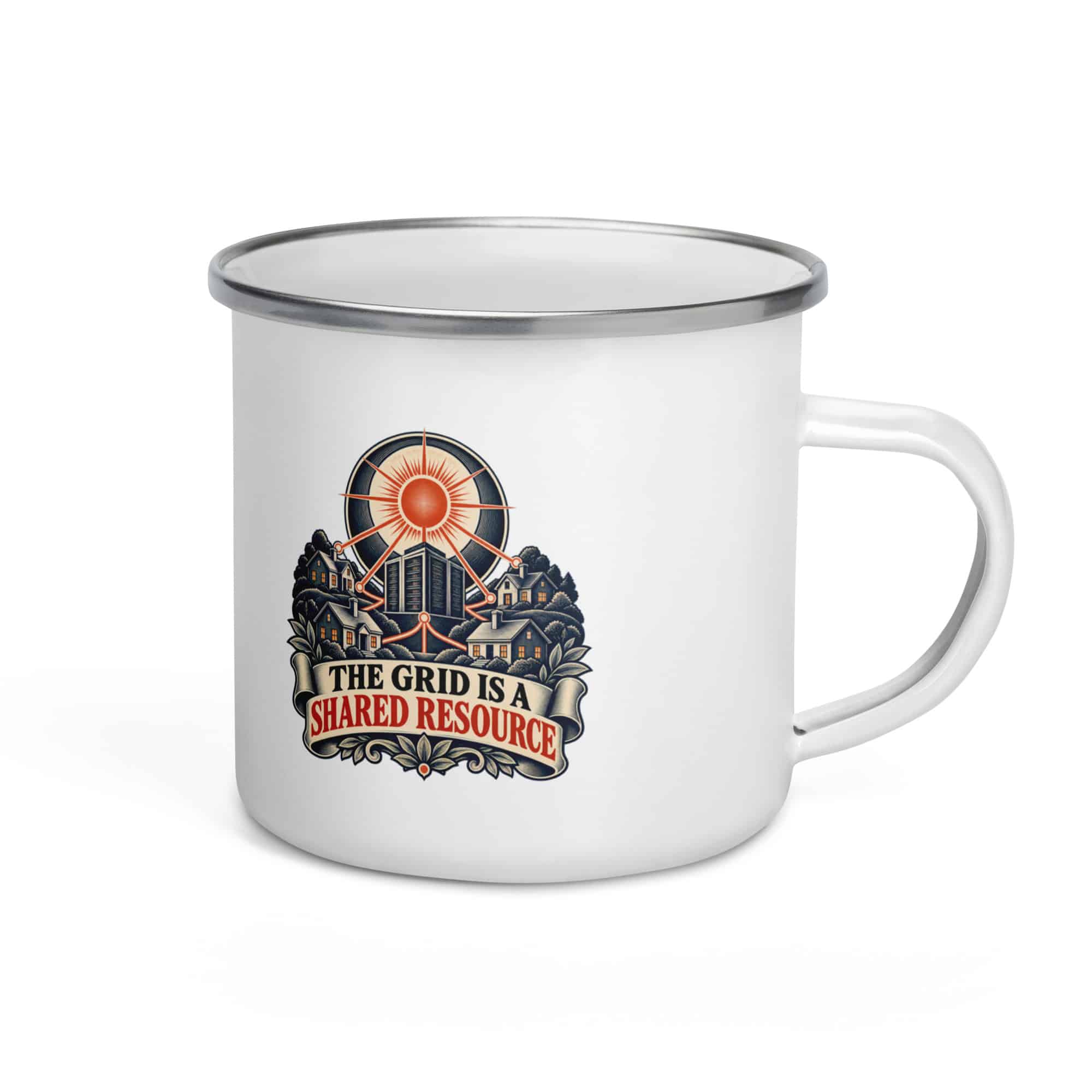 Enamel Camp Mug: The grid is a shared resource