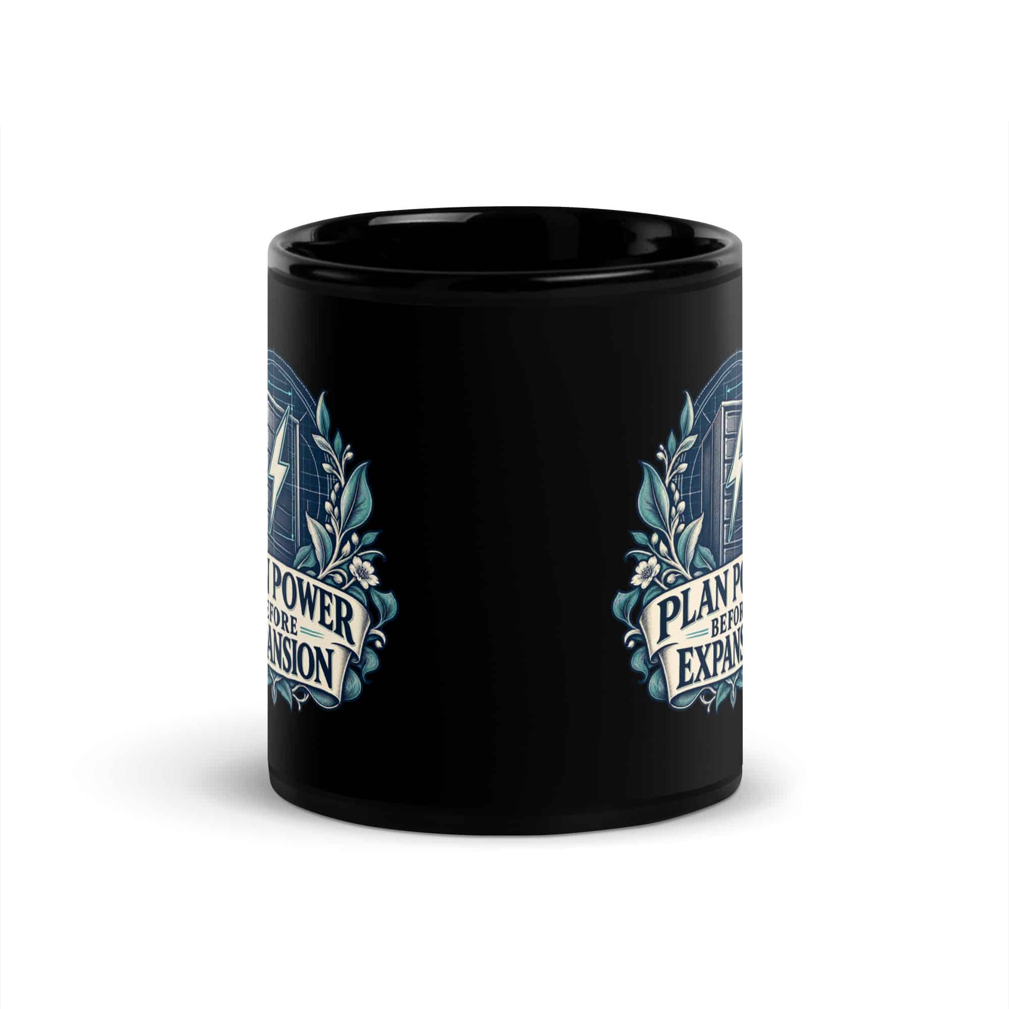 Black Glossy Coffee Mug: Plan power before expansion