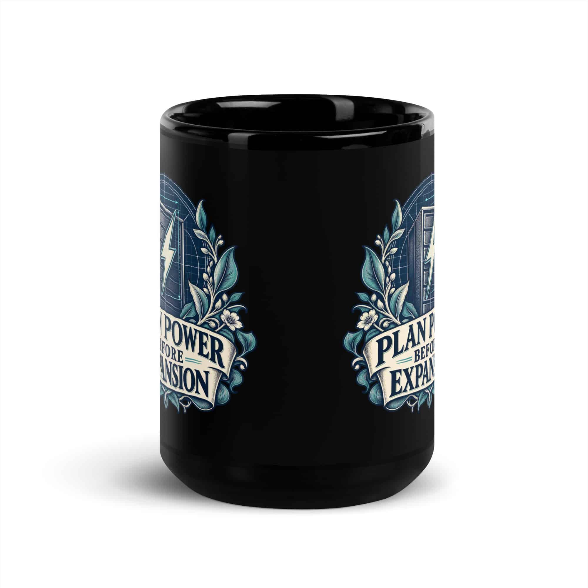 Black Glossy Coffee Mug: Plan power before expansion
