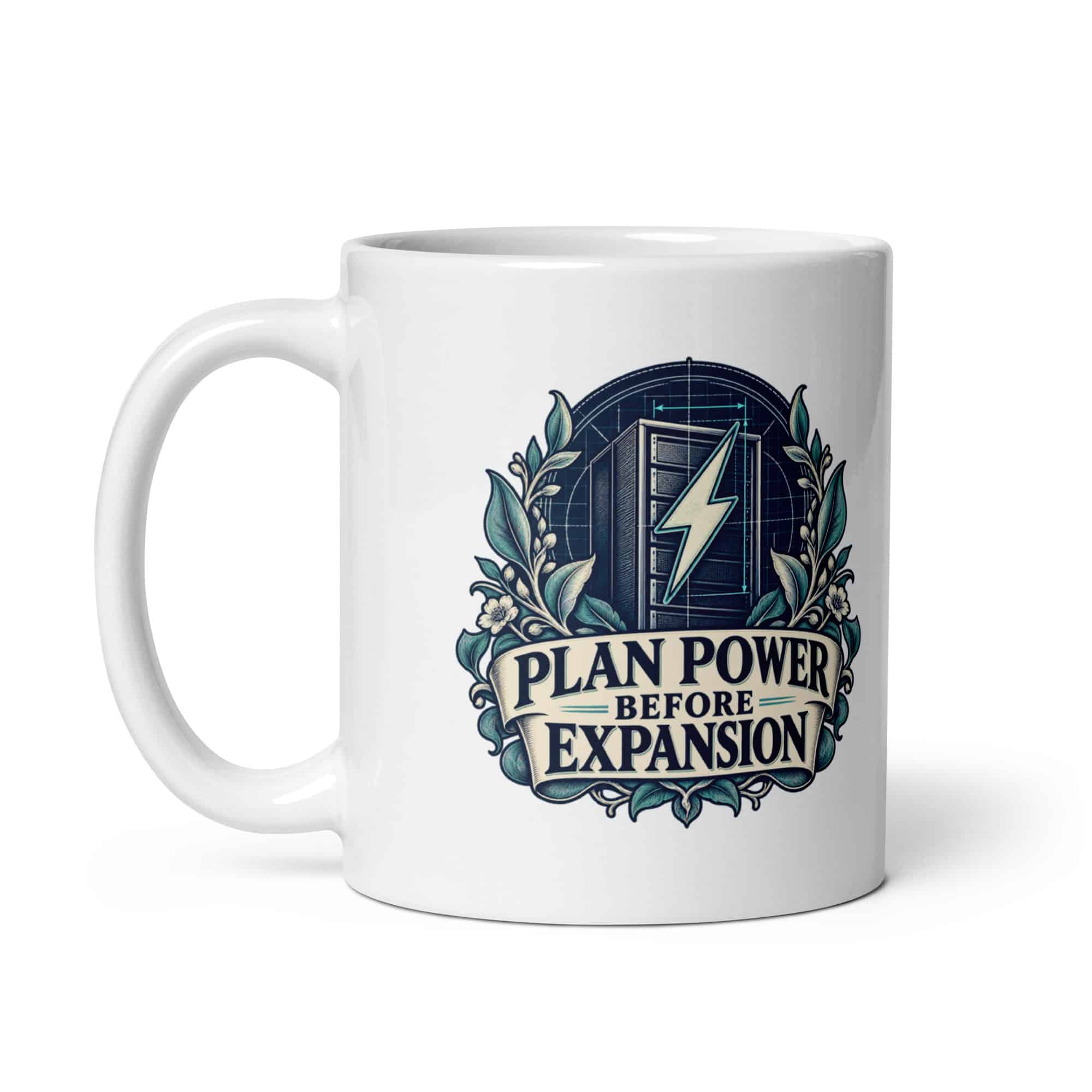 White Ceramic Coffee Mug: Plan power before expansion