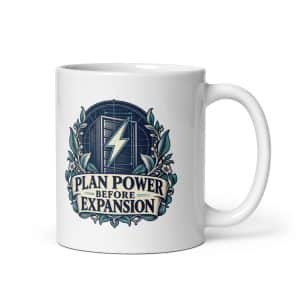 White Ceramic Coffee Mug: Plan power before expansion - 11 oz - Main