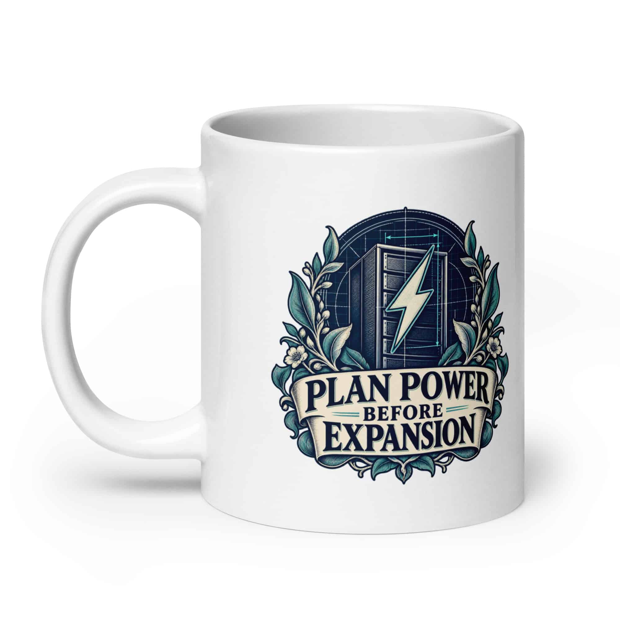 White Ceramic Coffee Mug: Plan power before expansion