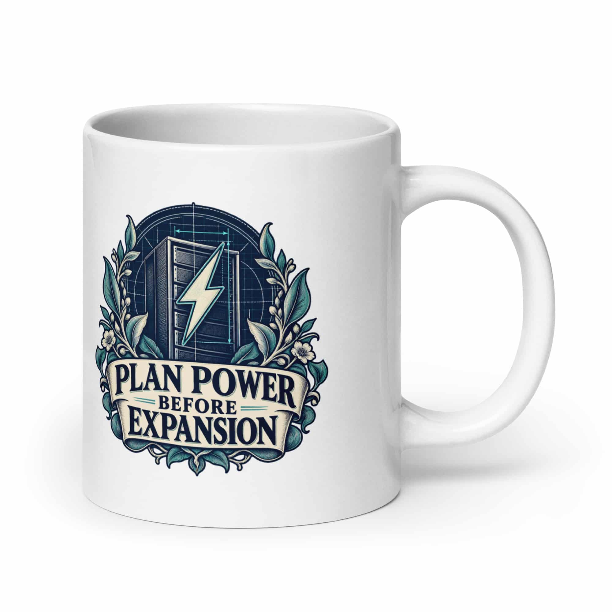 White Ceramic Coffee Mug: Plan power before expansion
