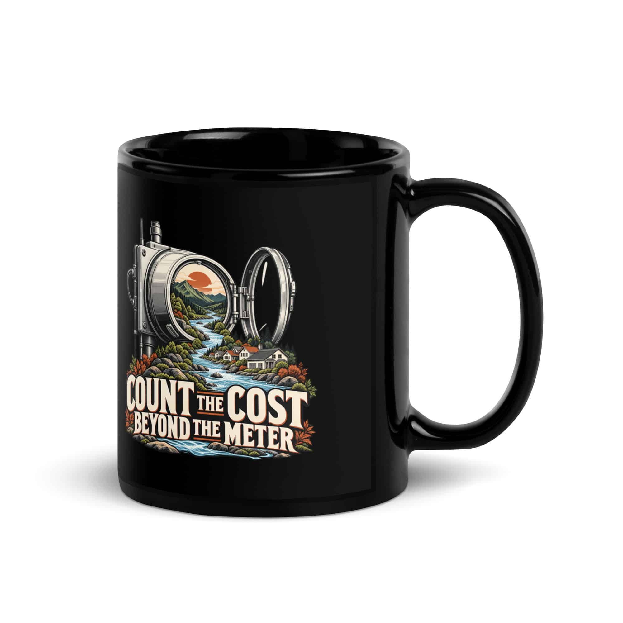 Black Glossy Coffee Mug: Count the cost beyond the meter