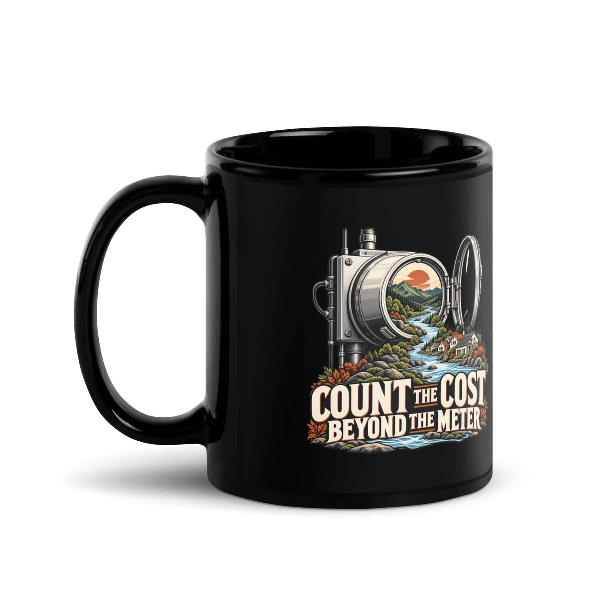 Black Glossy Coffee Mug: Count the cost beyond the meter