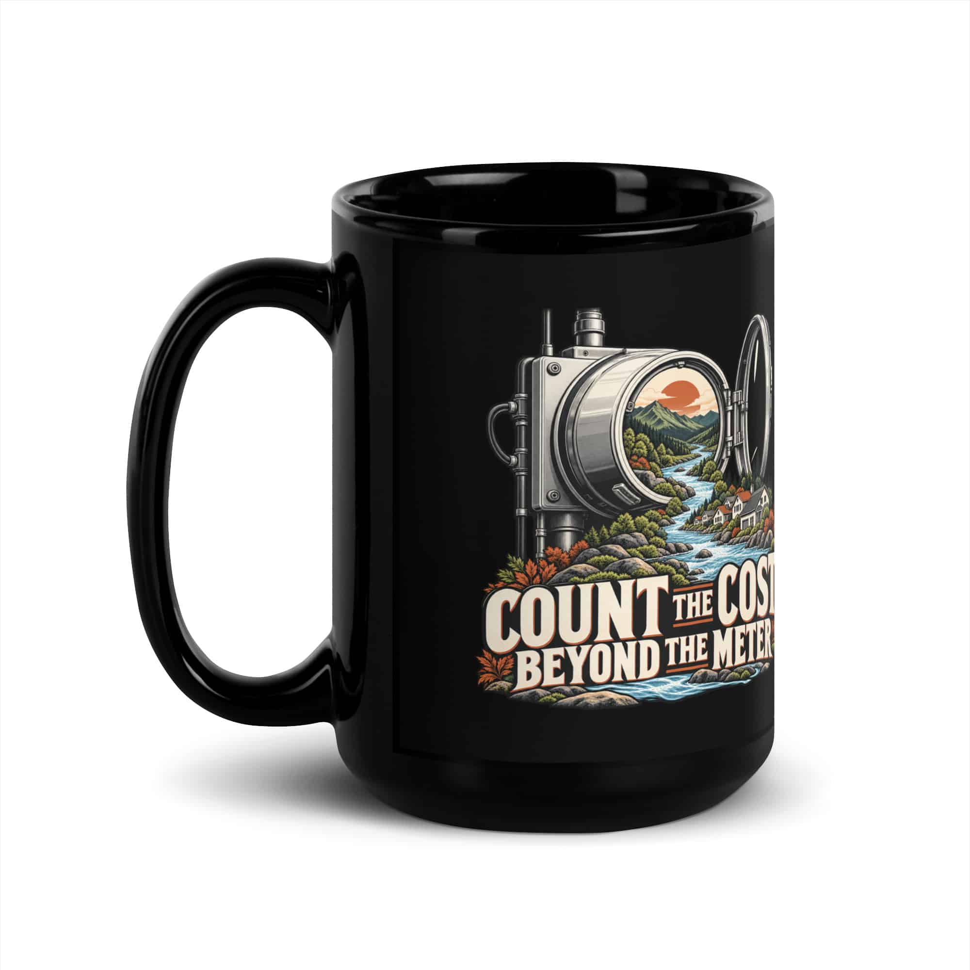 Black Glossy Coffee Mug: Count the cost beyond the meter