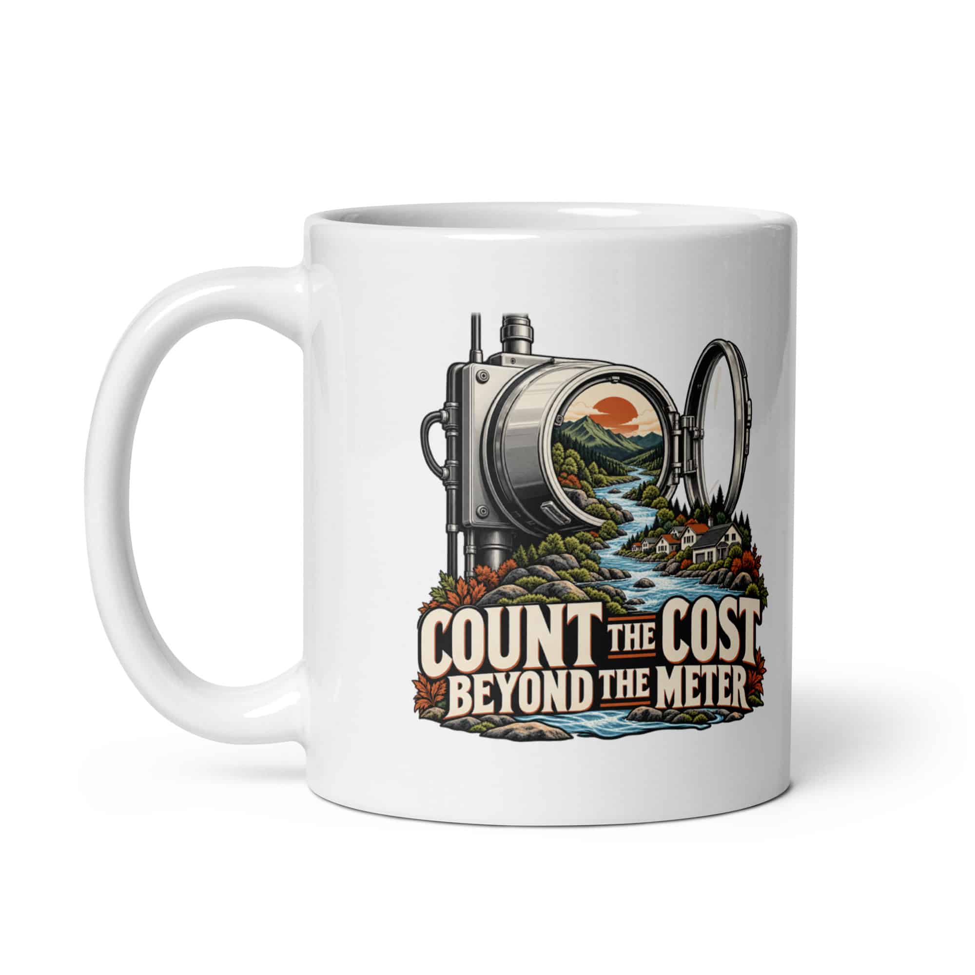 White Ceramic Coffee Mug: Count the cost beyond the meter