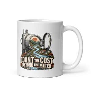 White Ceramic Coffee Mug: Count the cost beyond the meter - 11 oz - Main
