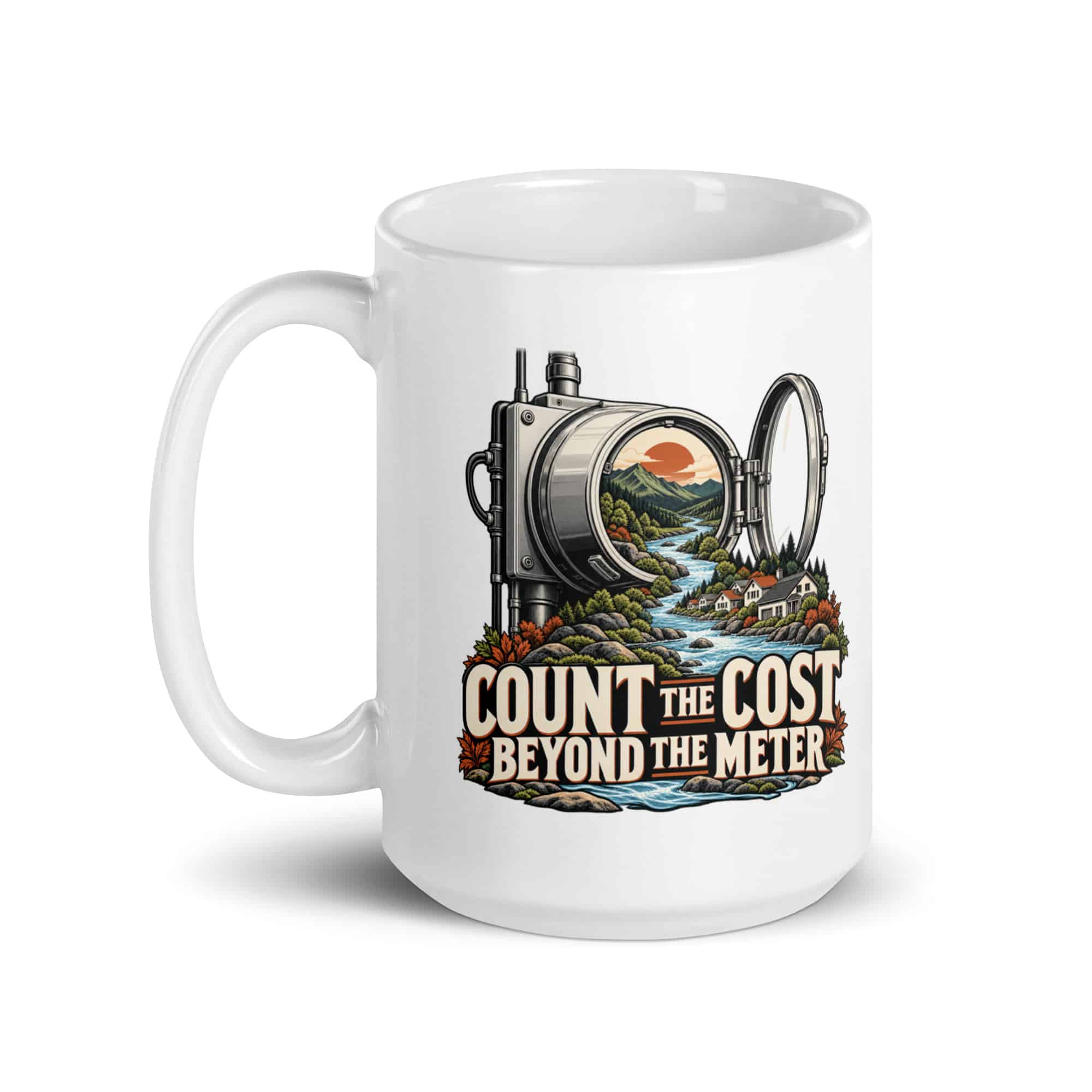 White Ceramic Coffee Mug: Count the cost beyond the meter