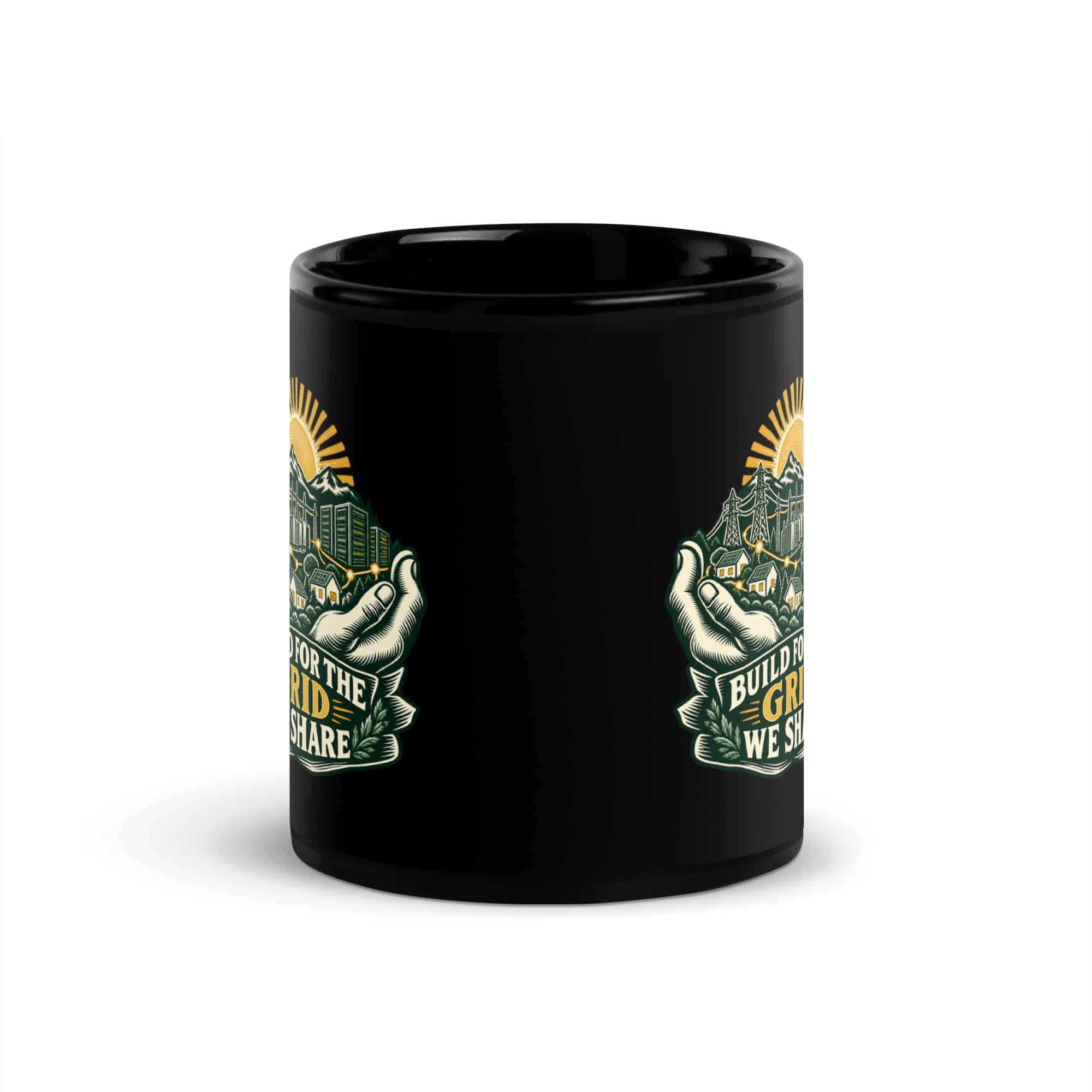 Black Glossy Coffee Mug: Build for the grid we share
