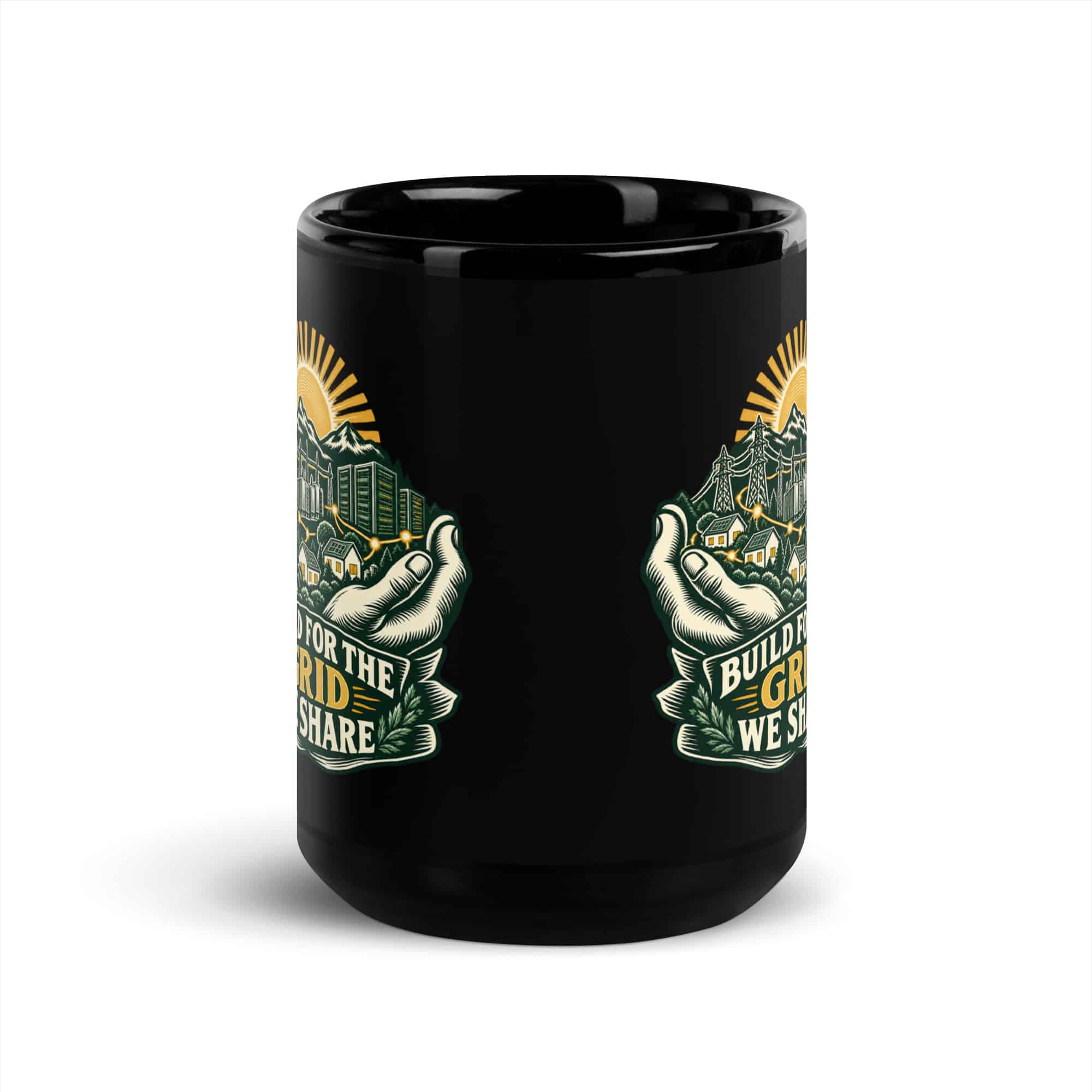 Black Glossy Coffee Mug: Build for the grid we share