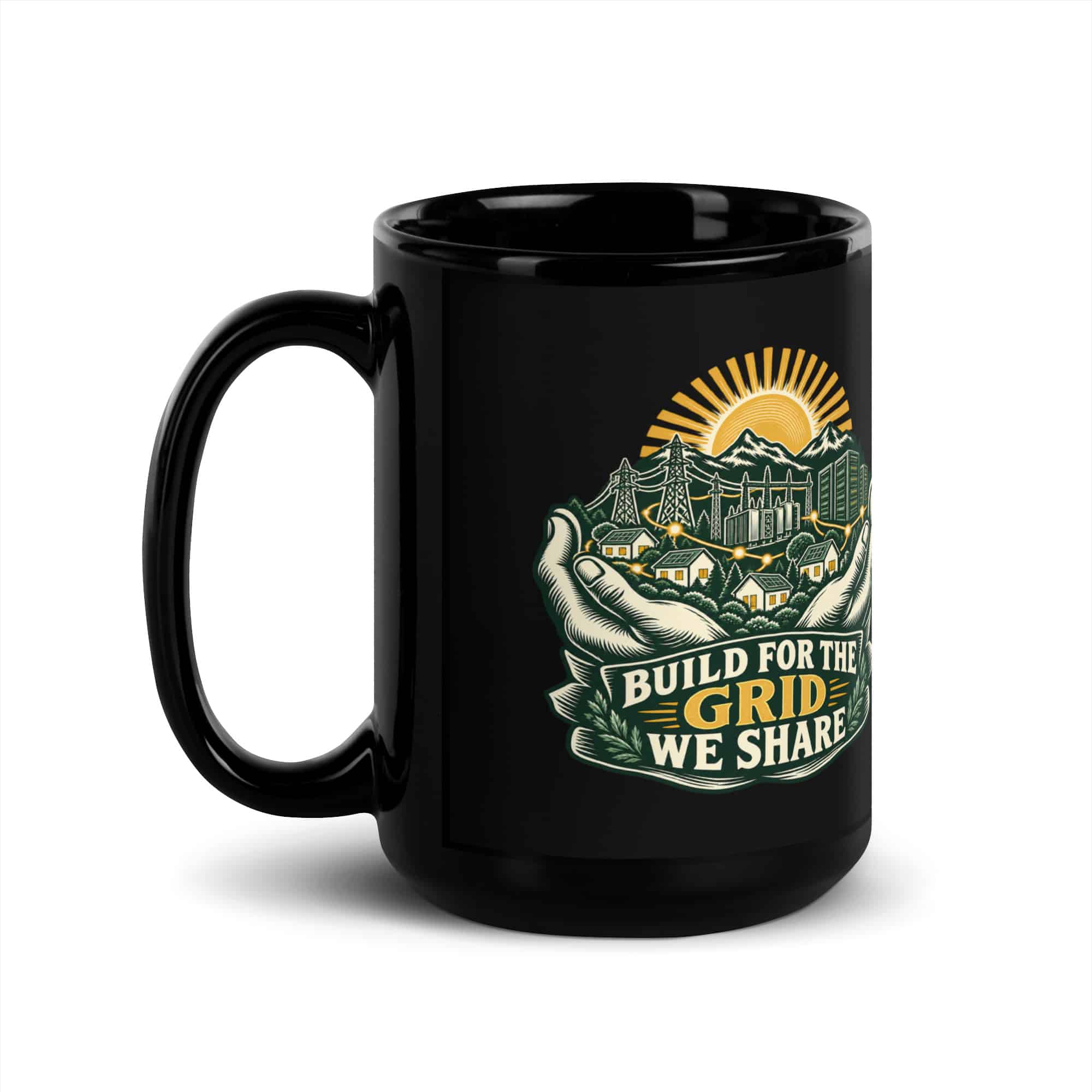 Black Glossy Coffee Mug: Build for the grid we share