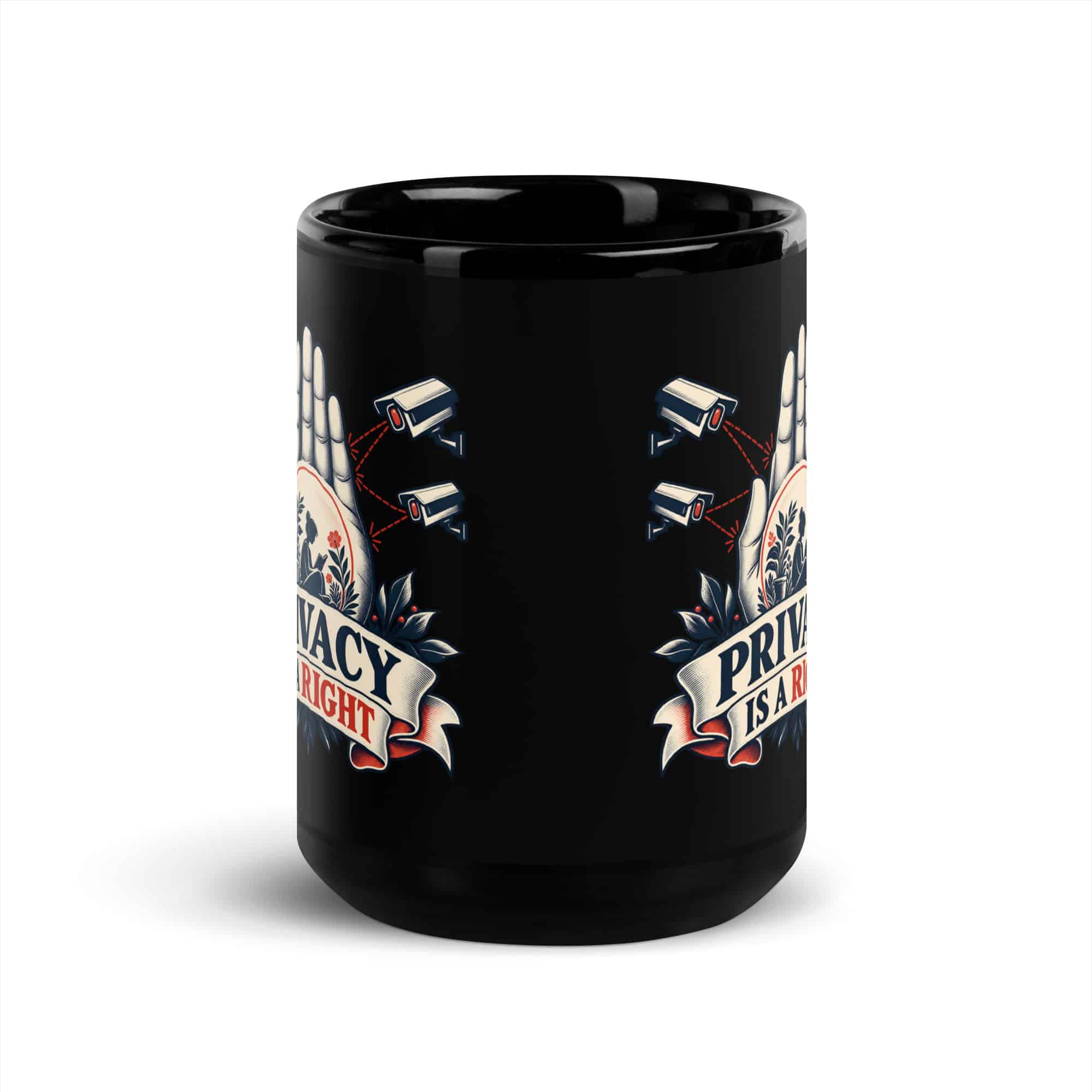 Black Glossy Coffee Mug: Privacy is a right