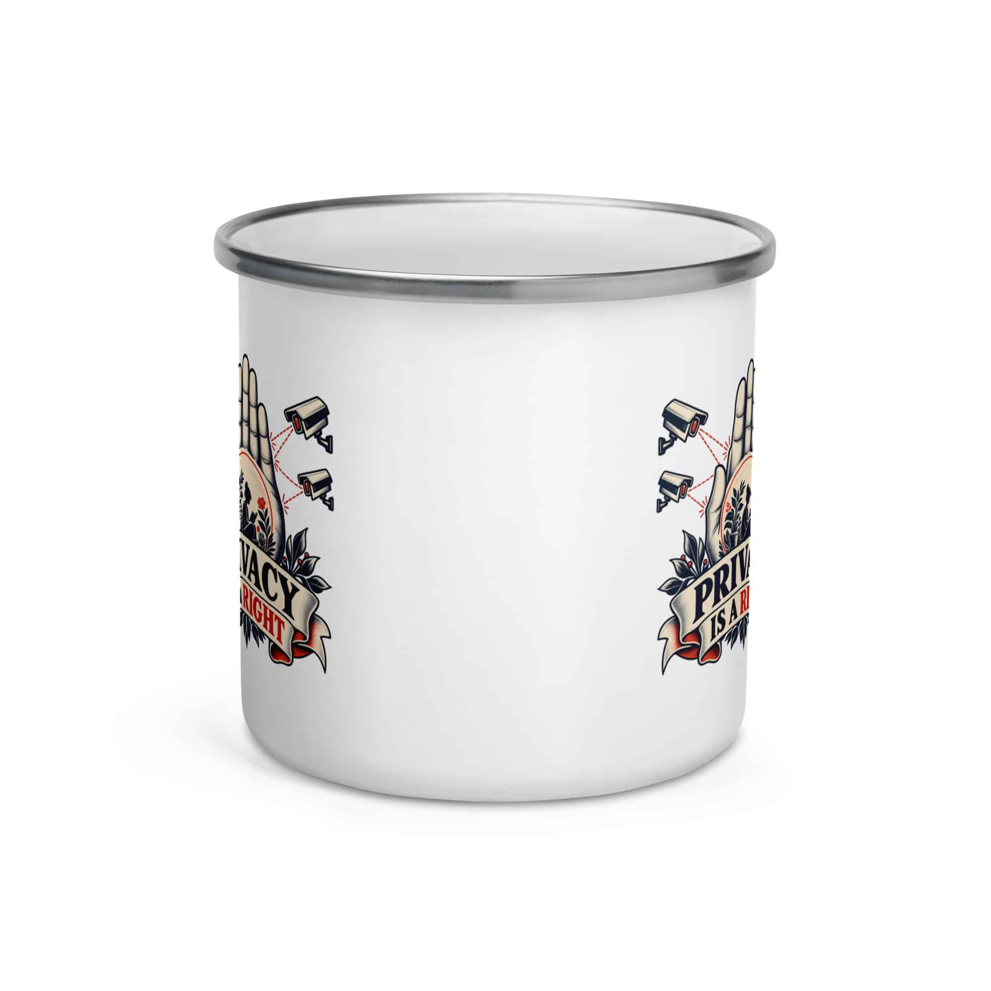 Enamel Camp Mug: Privacy is a right