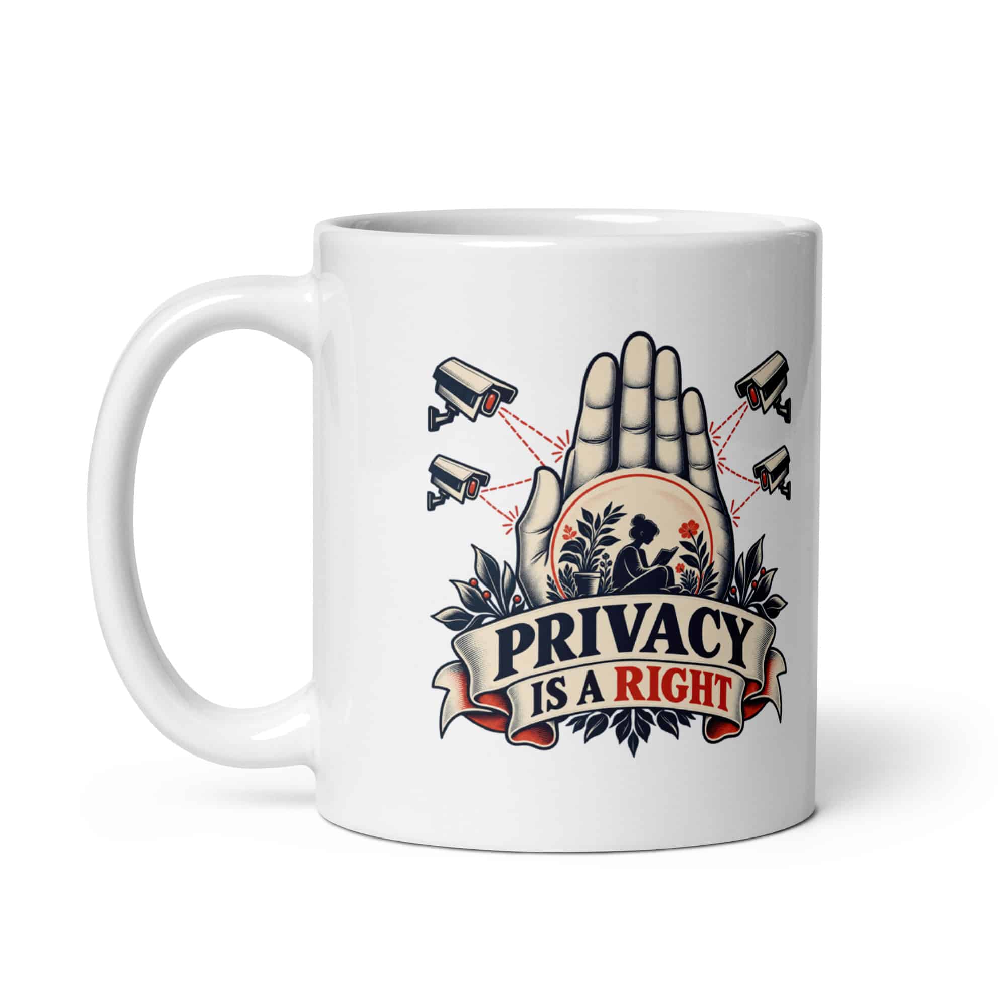 White Ceramic Coffee Mug: Privacy is a right