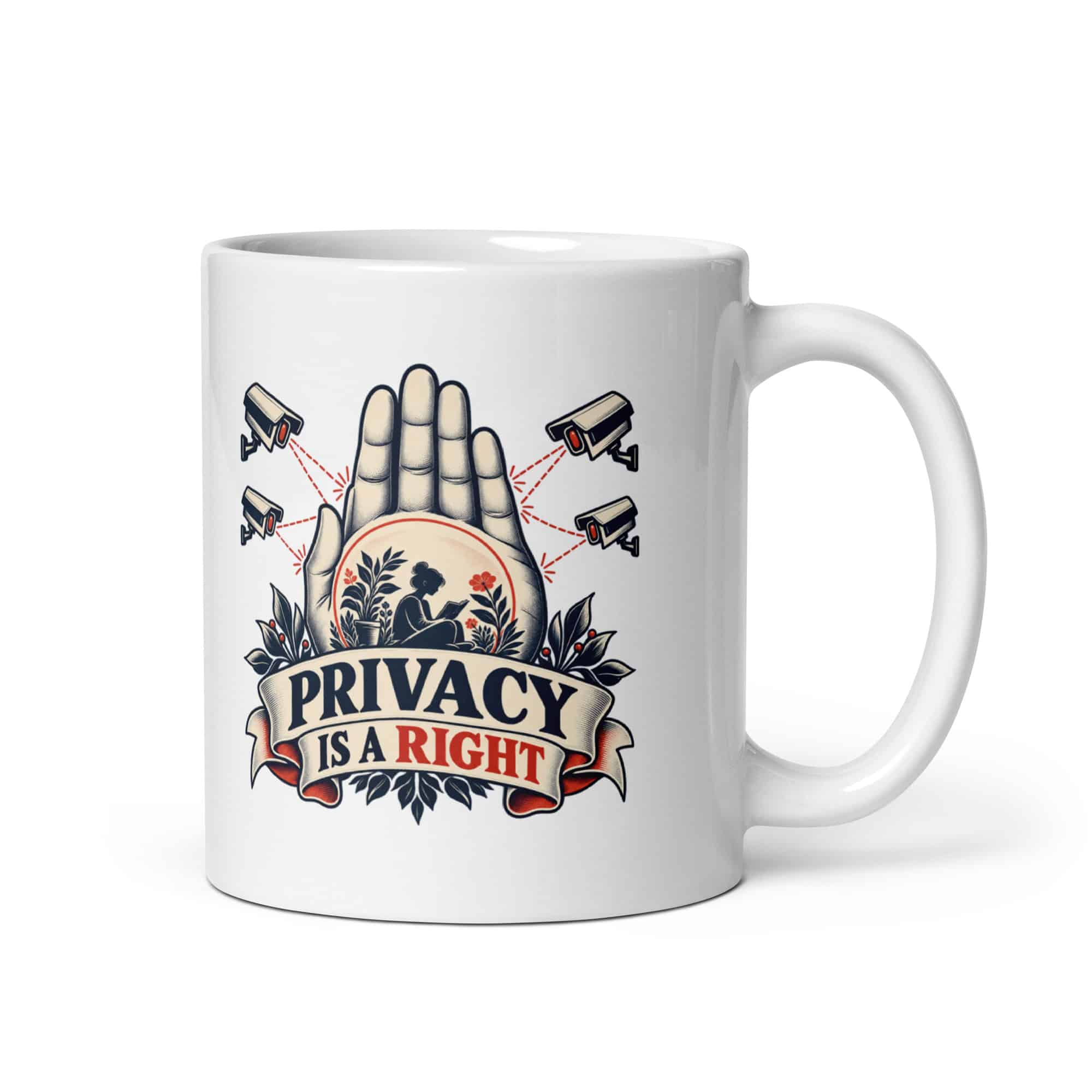 White Ceramic Coffee Mug: Privacy is a right