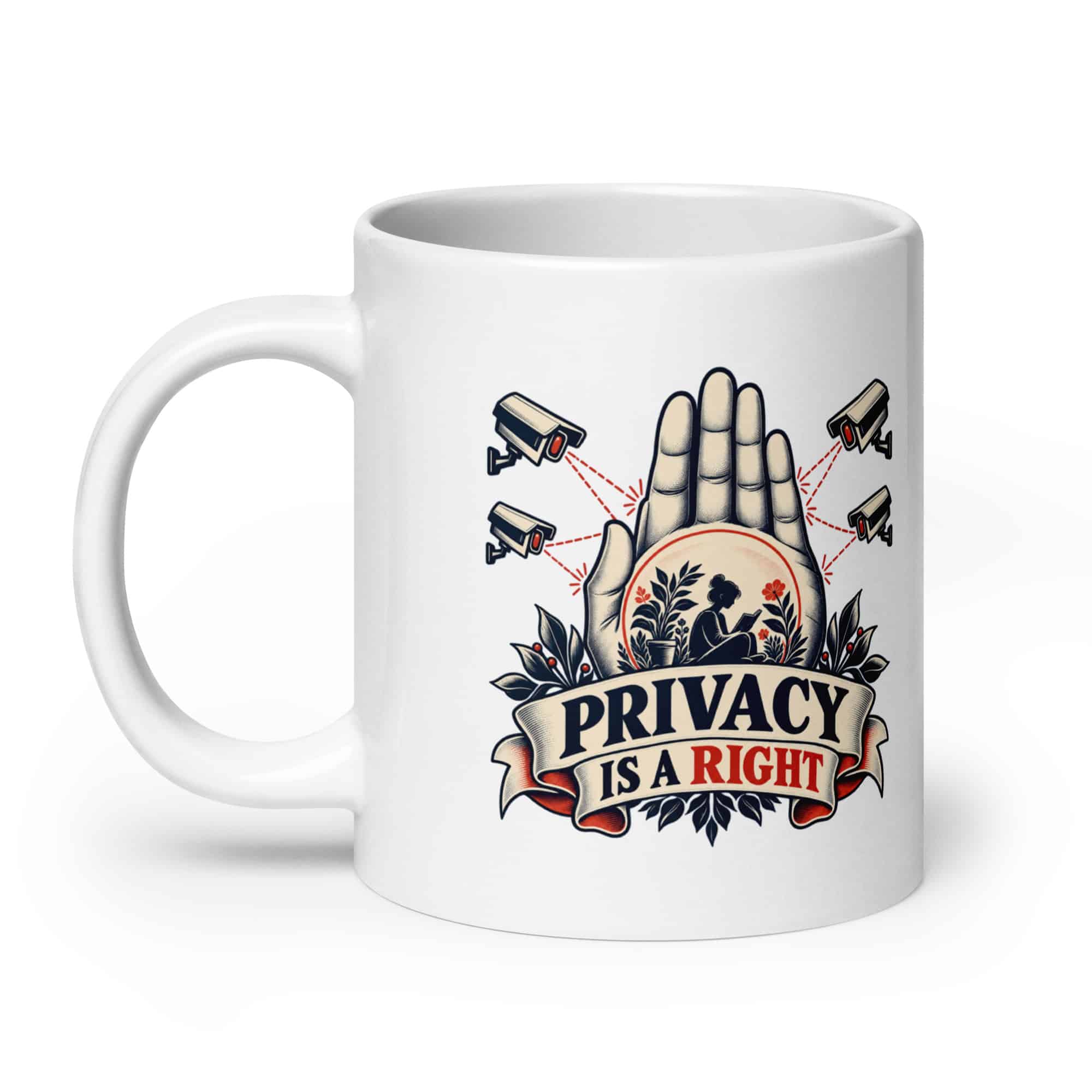 White Ceramic Coffee Mug: Privacy is a right