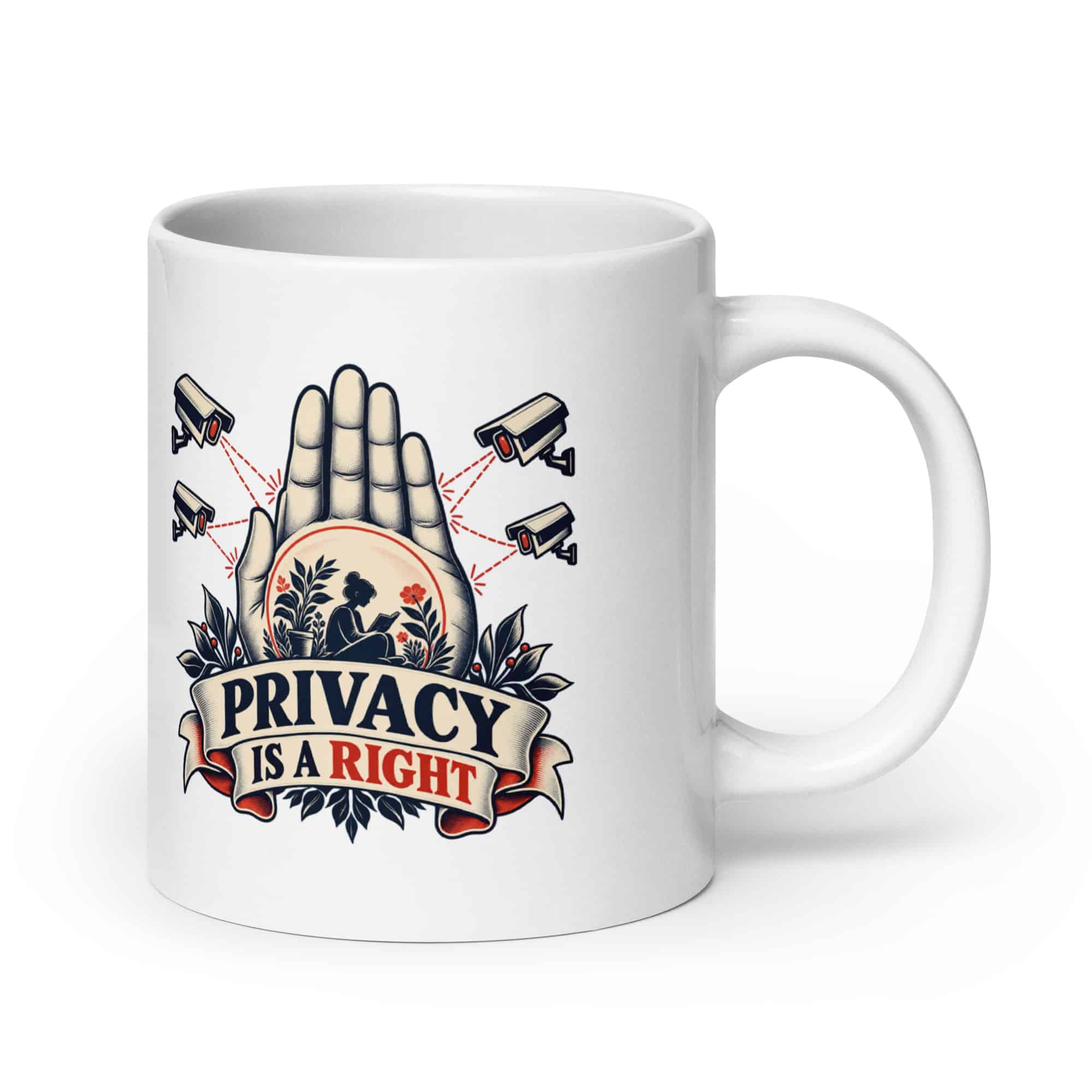 White Ceramic Coffee Mug: Privacy is a right