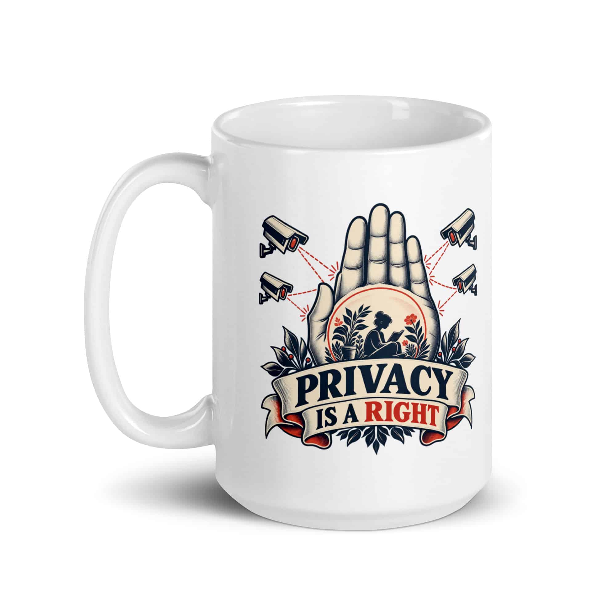 White Ceramic Coffee Mug: Privacy is a right