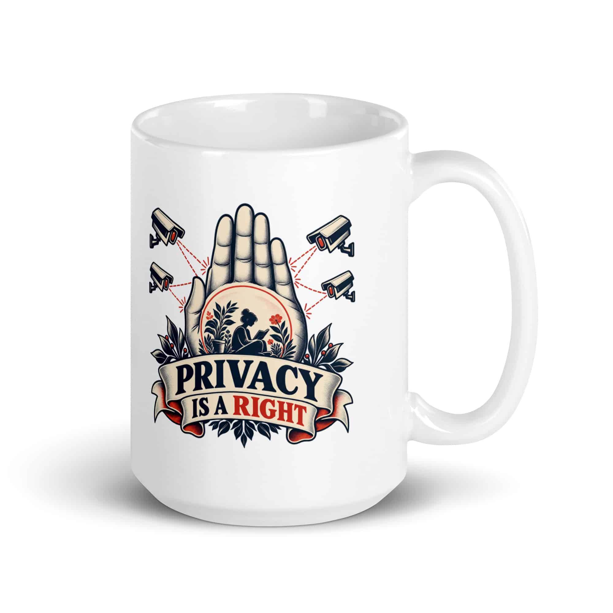 White Ceramic Coffee Mug: Privacy is a right
