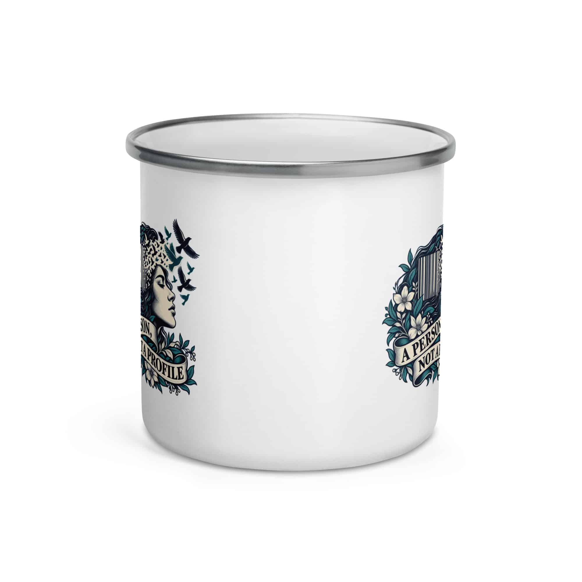 Enamel Camp Mug: A person, not a profile