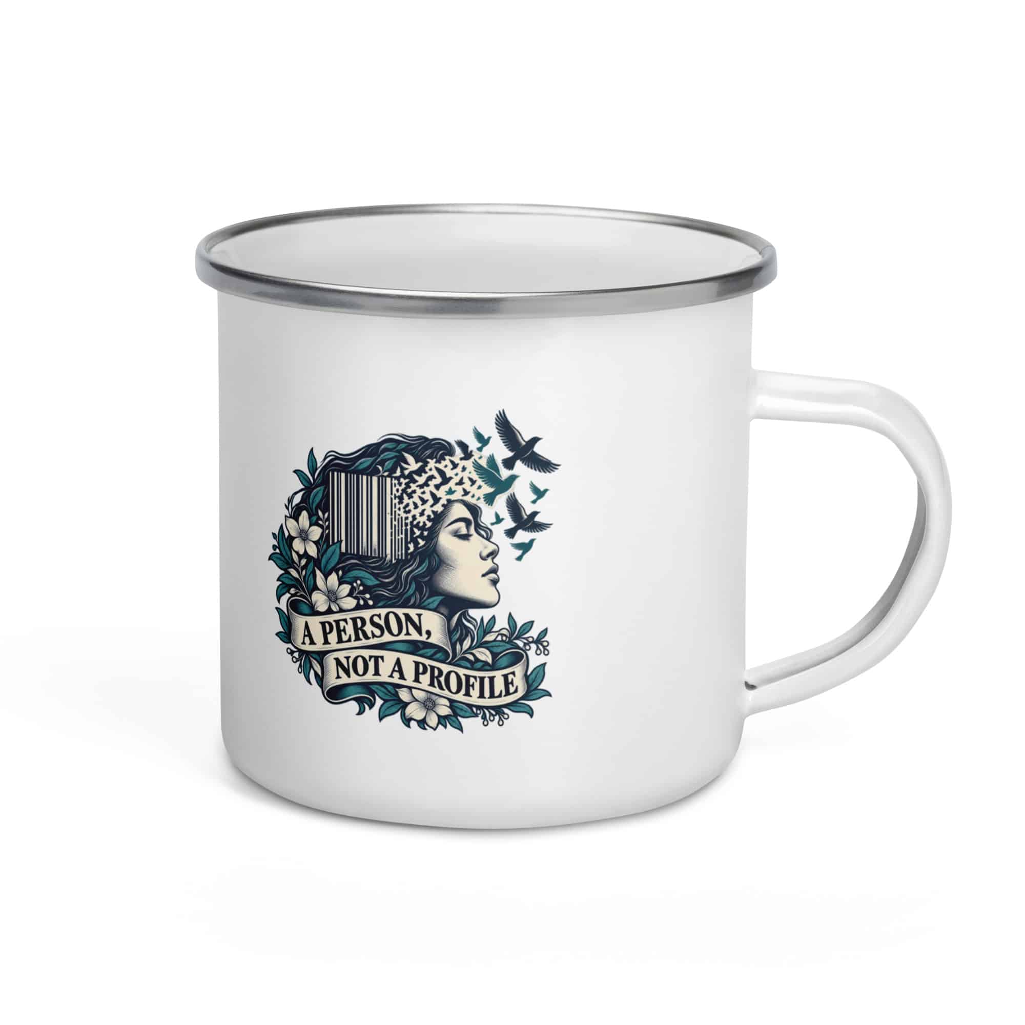 Enamel Camp Mug: A person, not a profile