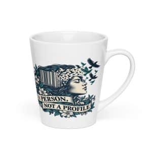 Latte Mug: A person, not a profile - 12 oz - Right