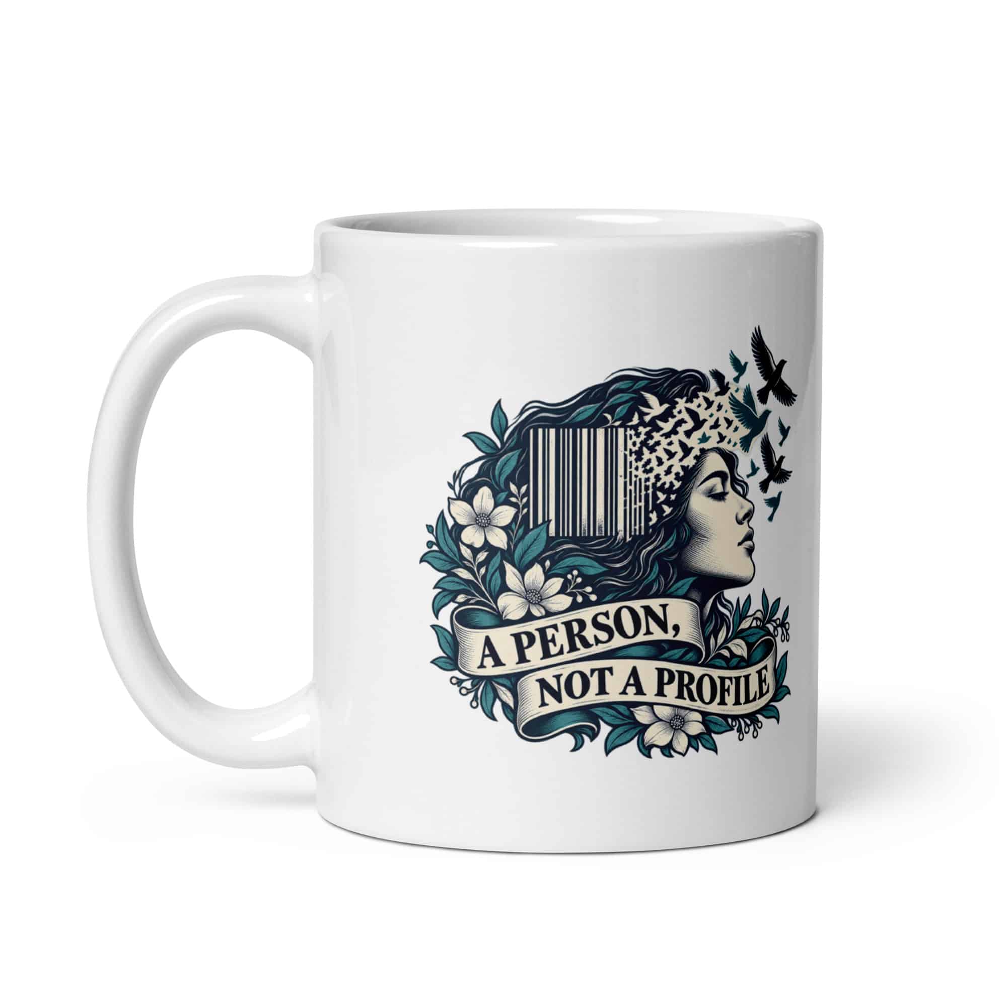 White Ceramic Coffee Mug: A person, not a profile