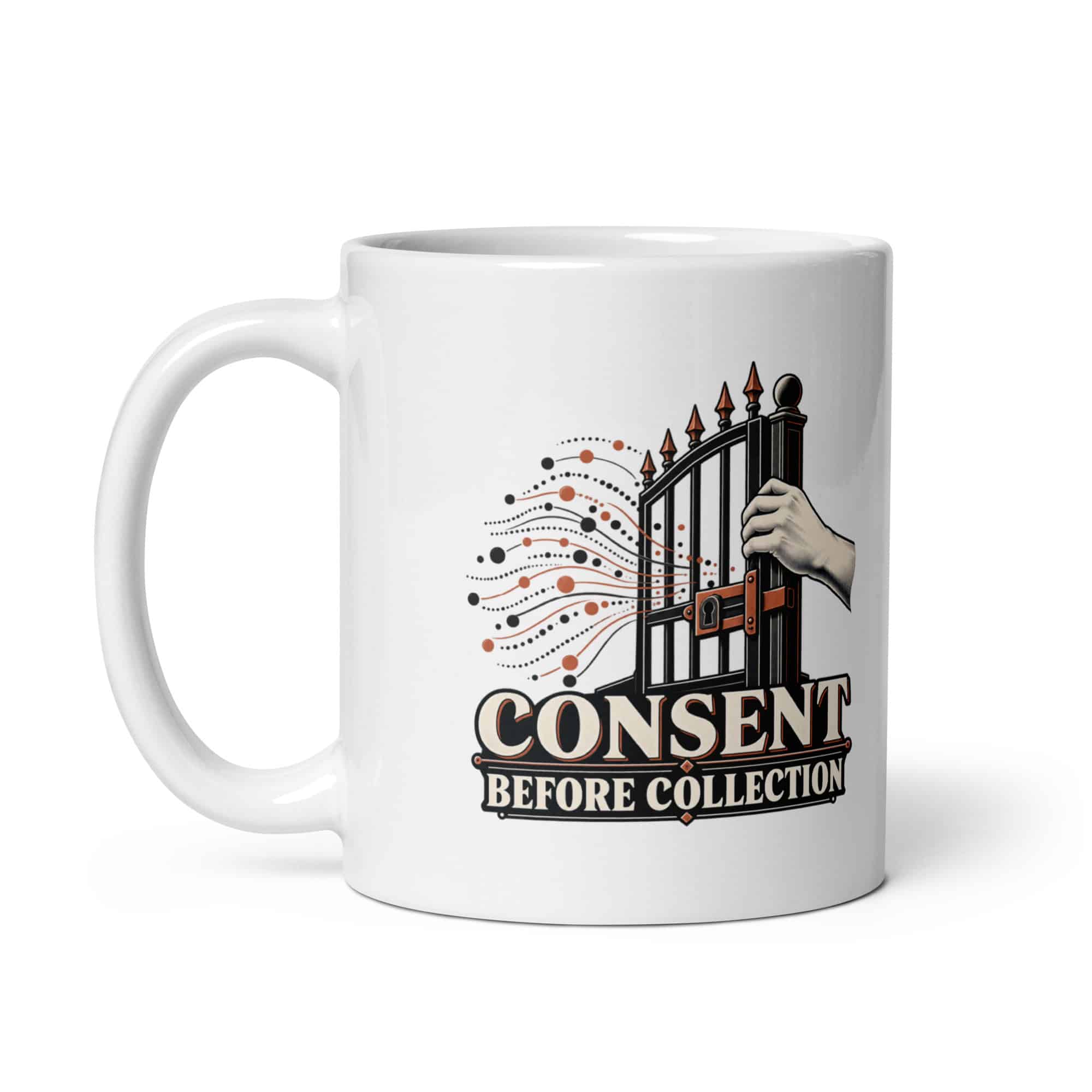 White Ceramic Coffee Mug: Consent before collection