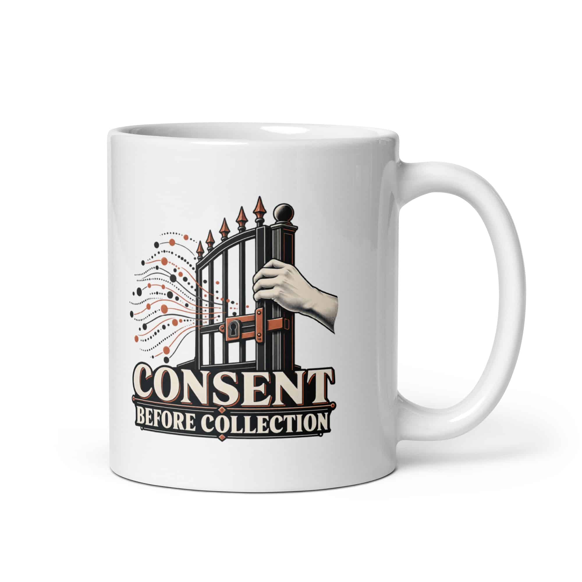 White Ceramic Coffee Mug: Consent before collection