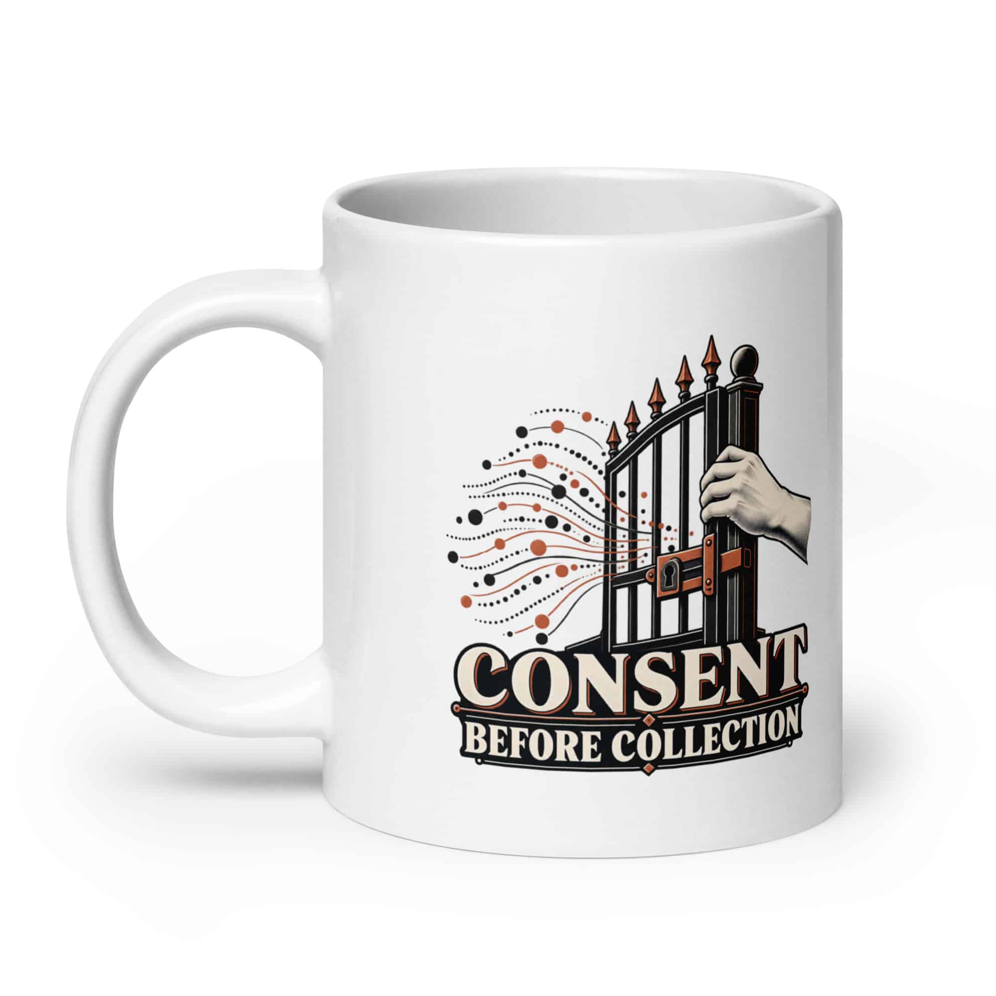 White Ceramic Coffee Mug: Consent before collection