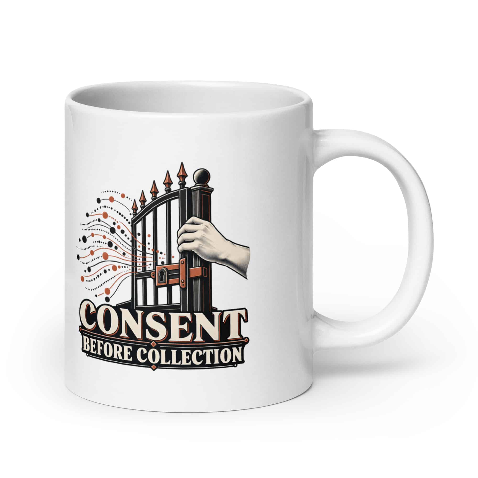 White Ceramic Coffee Mug: Consent before collection