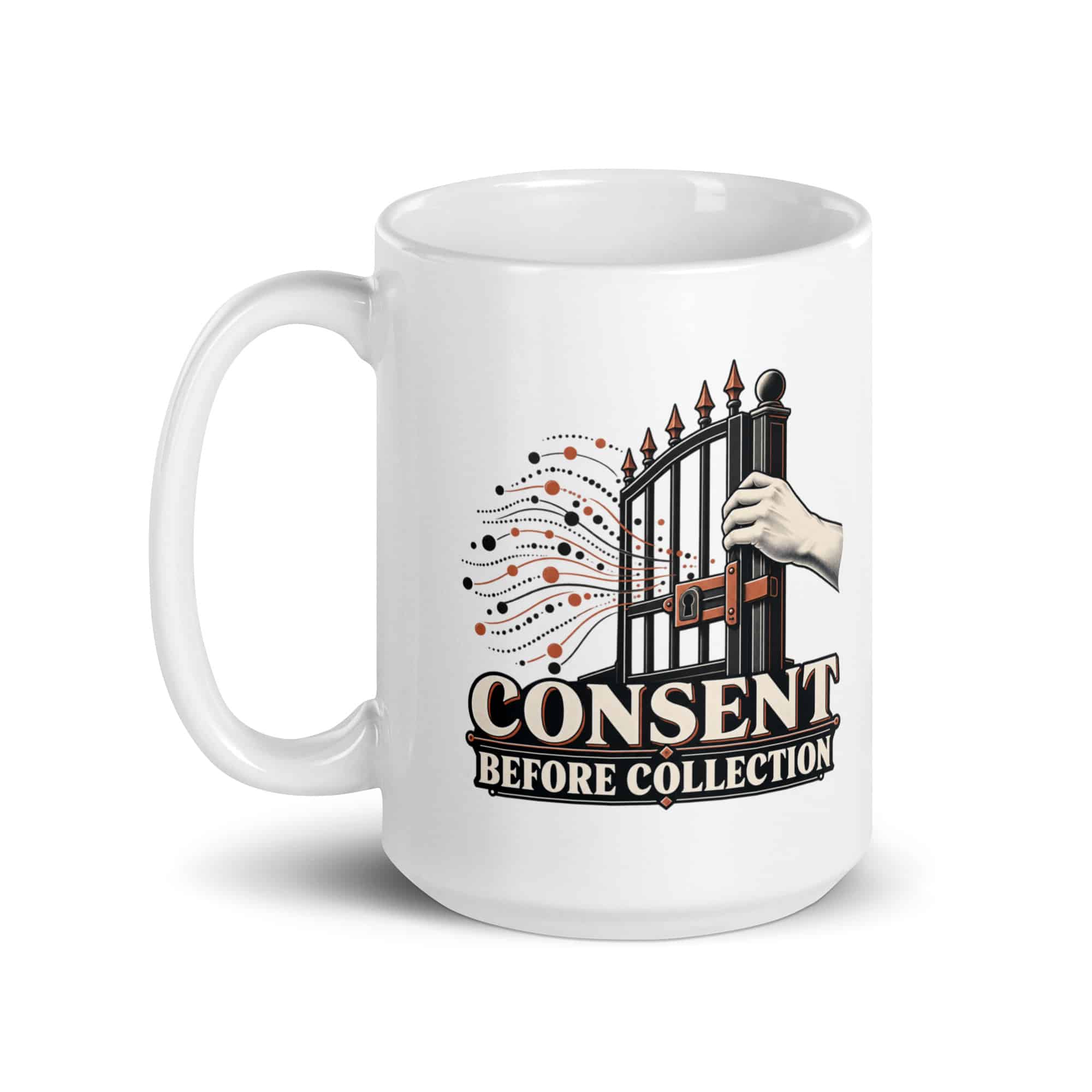 White Ceramic Coffee Mug: Consent before collection