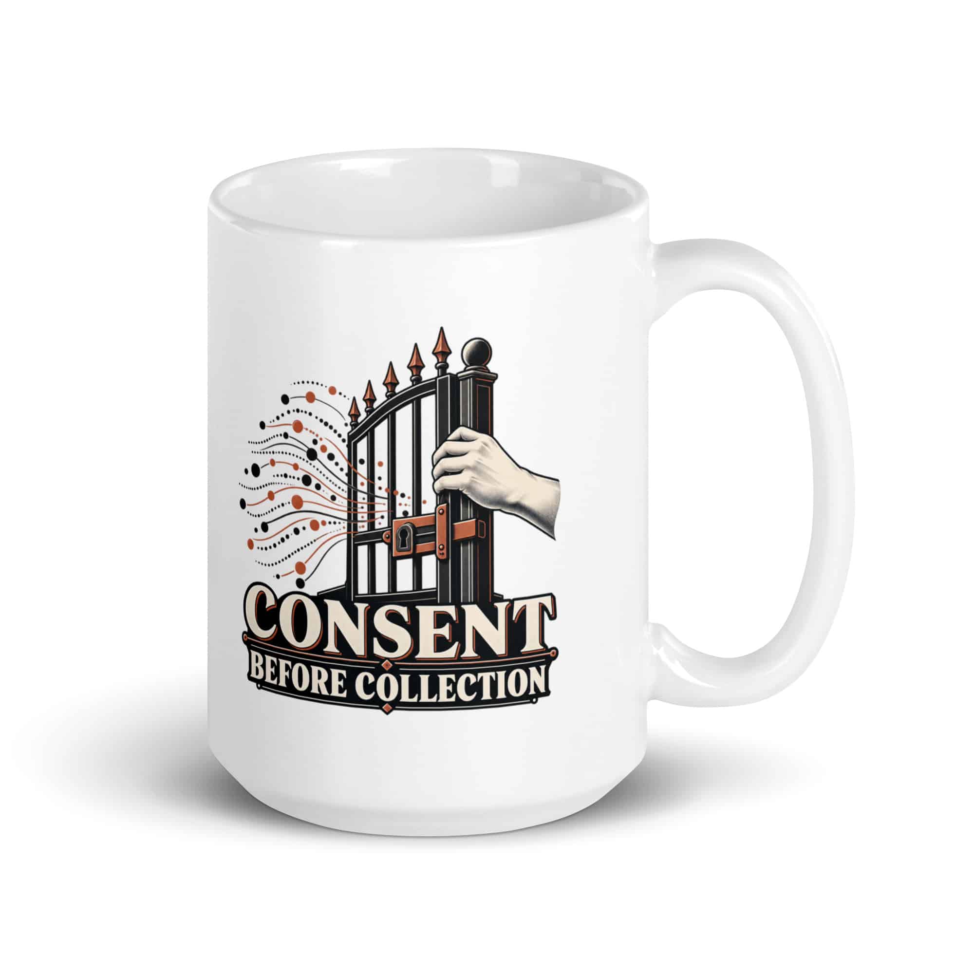 White Ceramic Coffee Mug: Consent before collection
