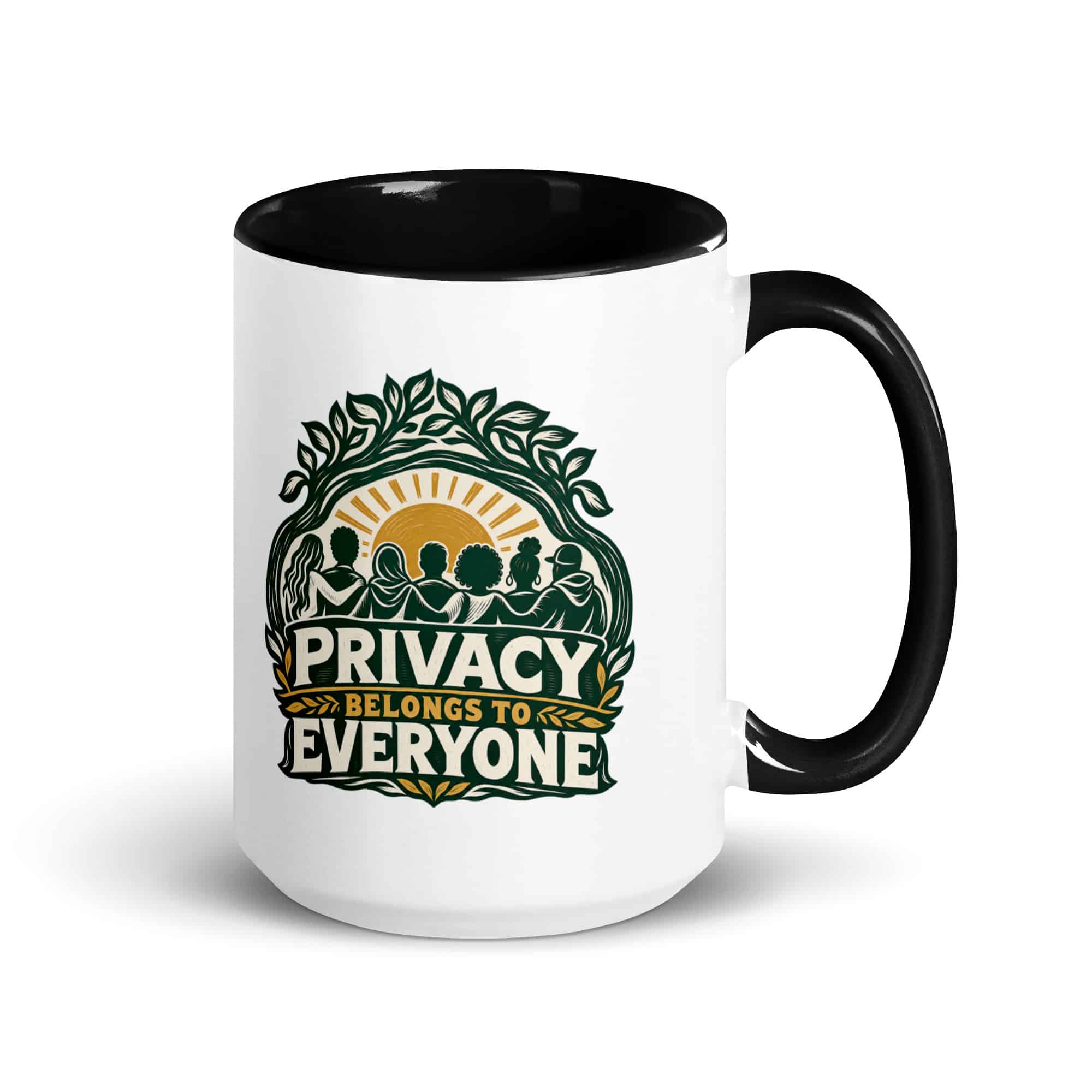 Color Inside Coffee Mug: Privacy belongs to everyone