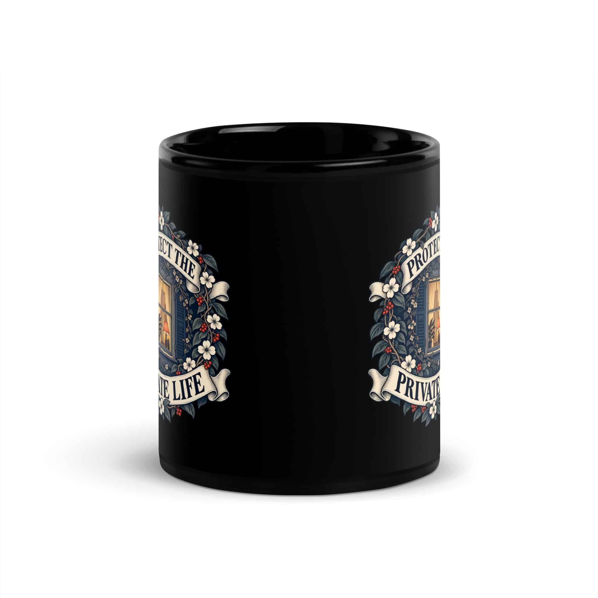Black Glossy Coffee Mug: Protect the private life