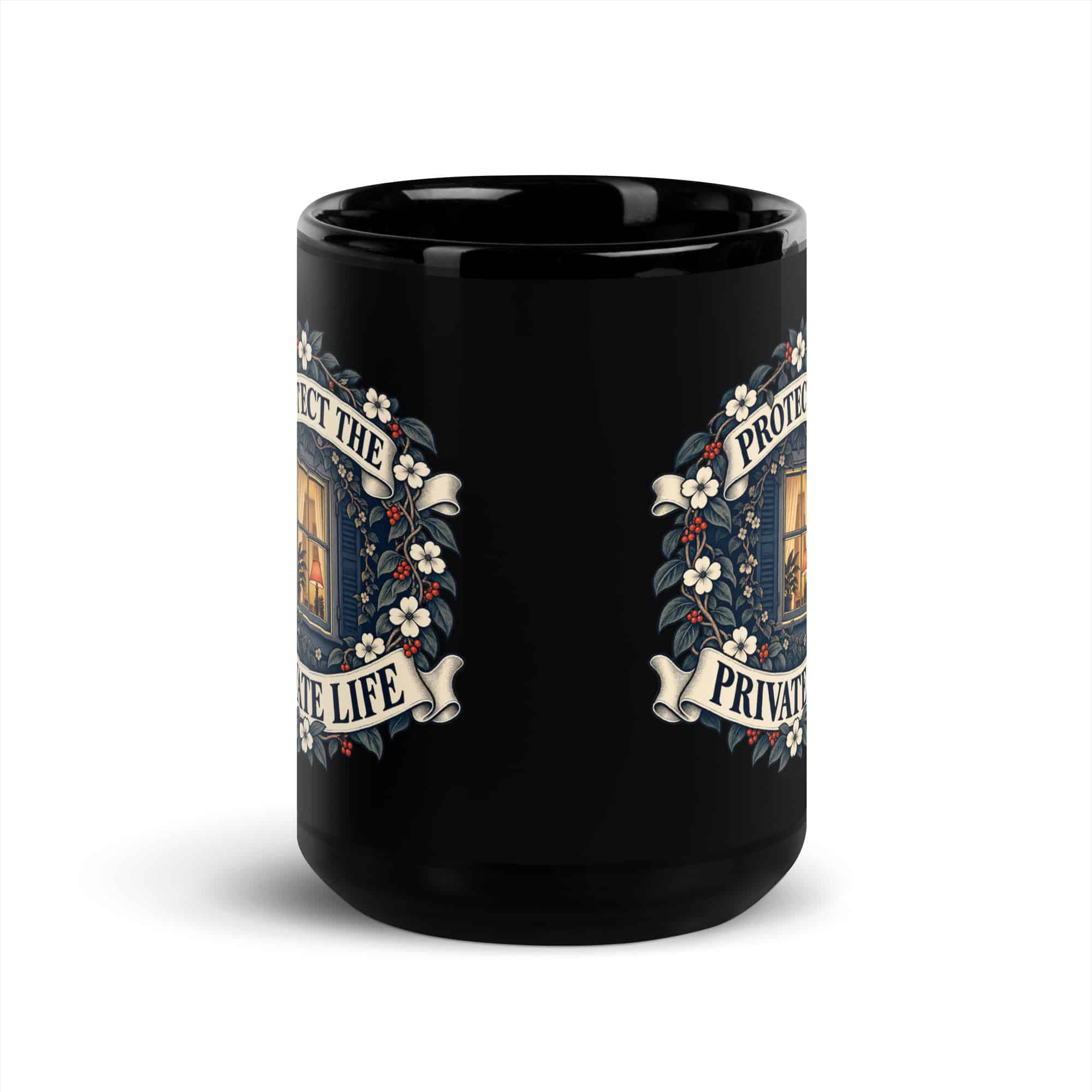 Black Glossy Coffee Mug: Protect the private life