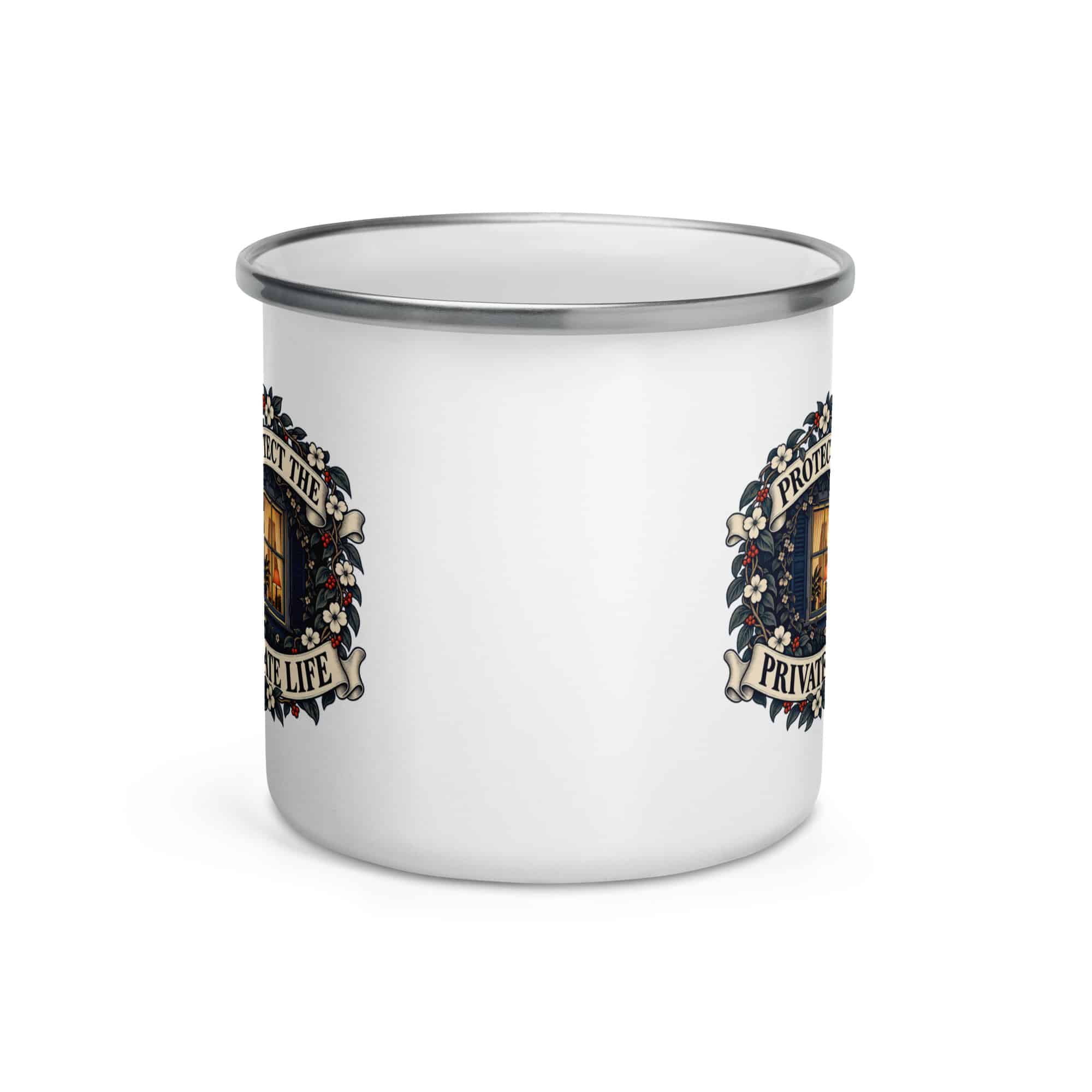 Enamel Camp Mug: Protect the private life