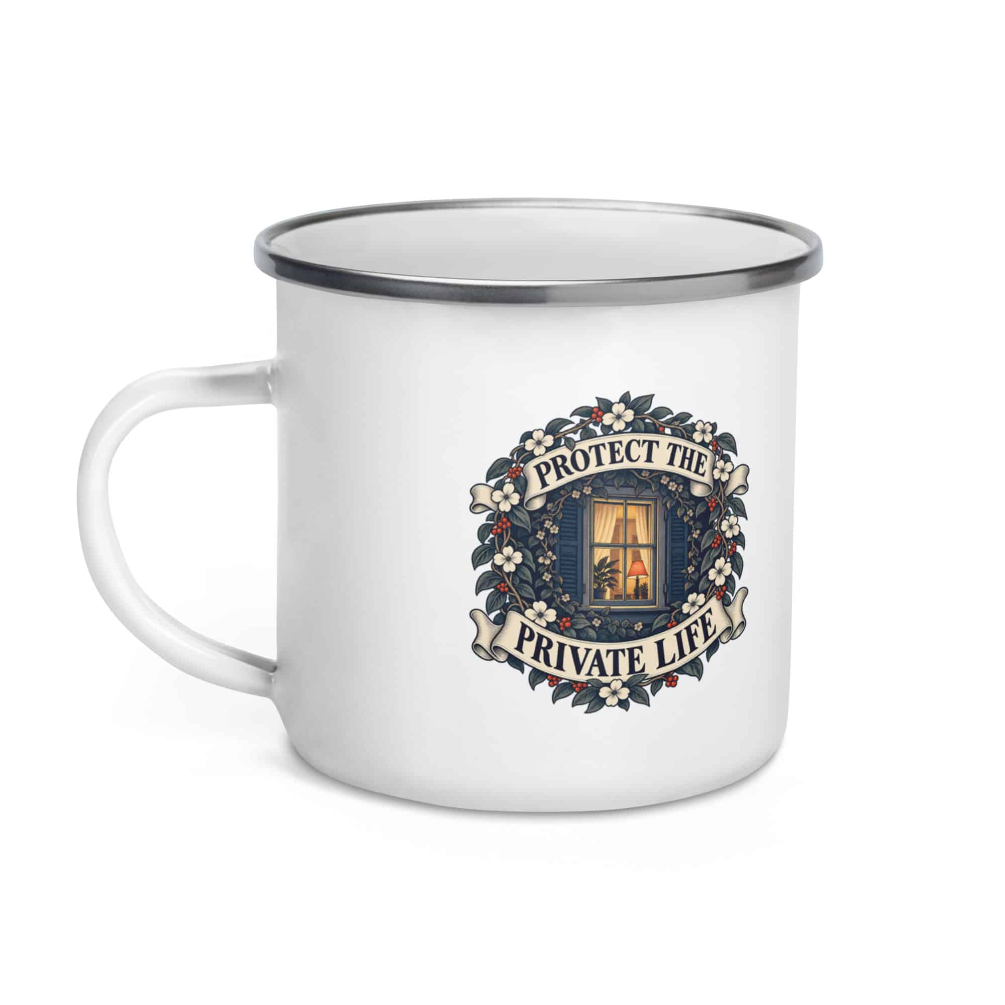 Enamel Camp Mug: Protect the private life
