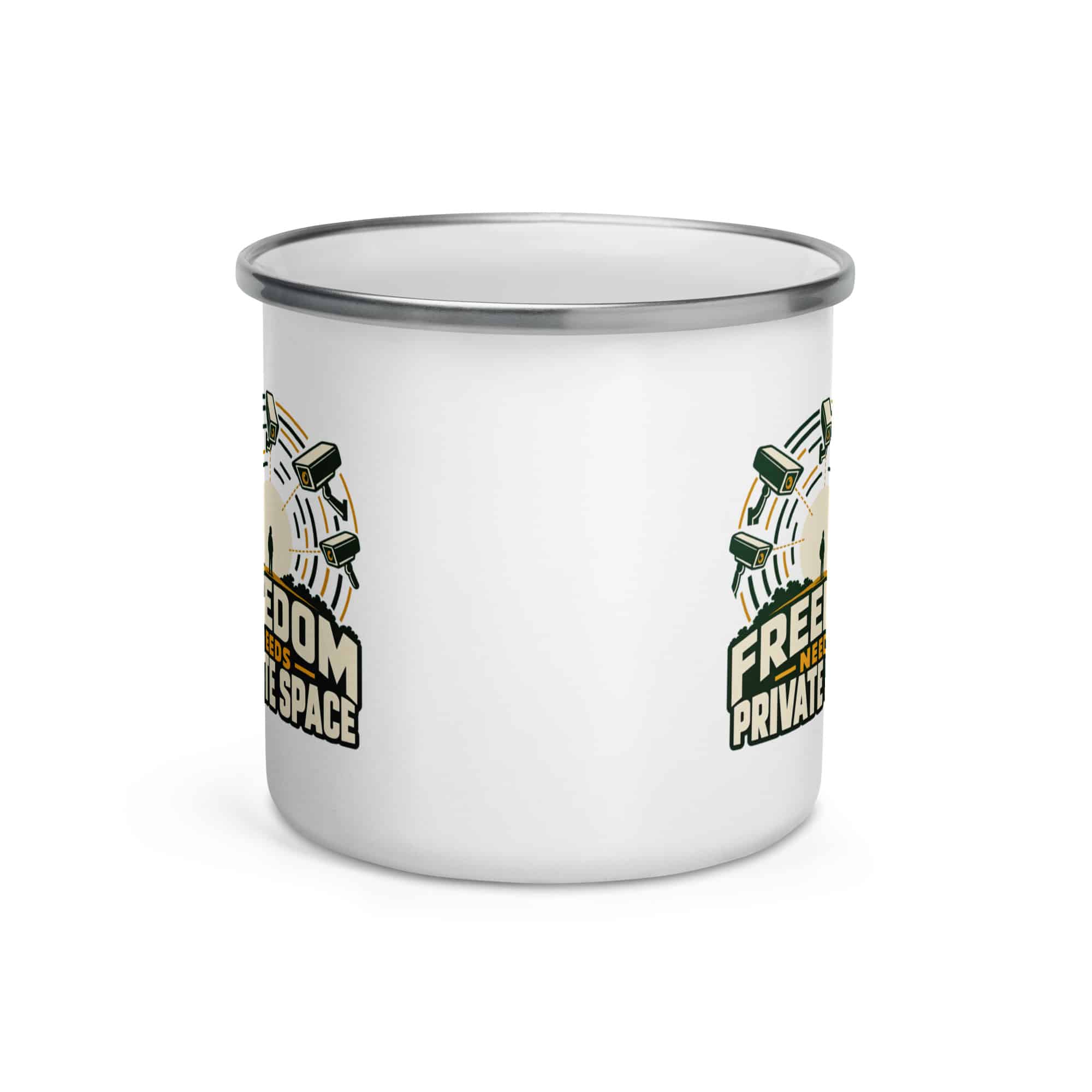 Enamel Camp Mug: Freedom needs private space