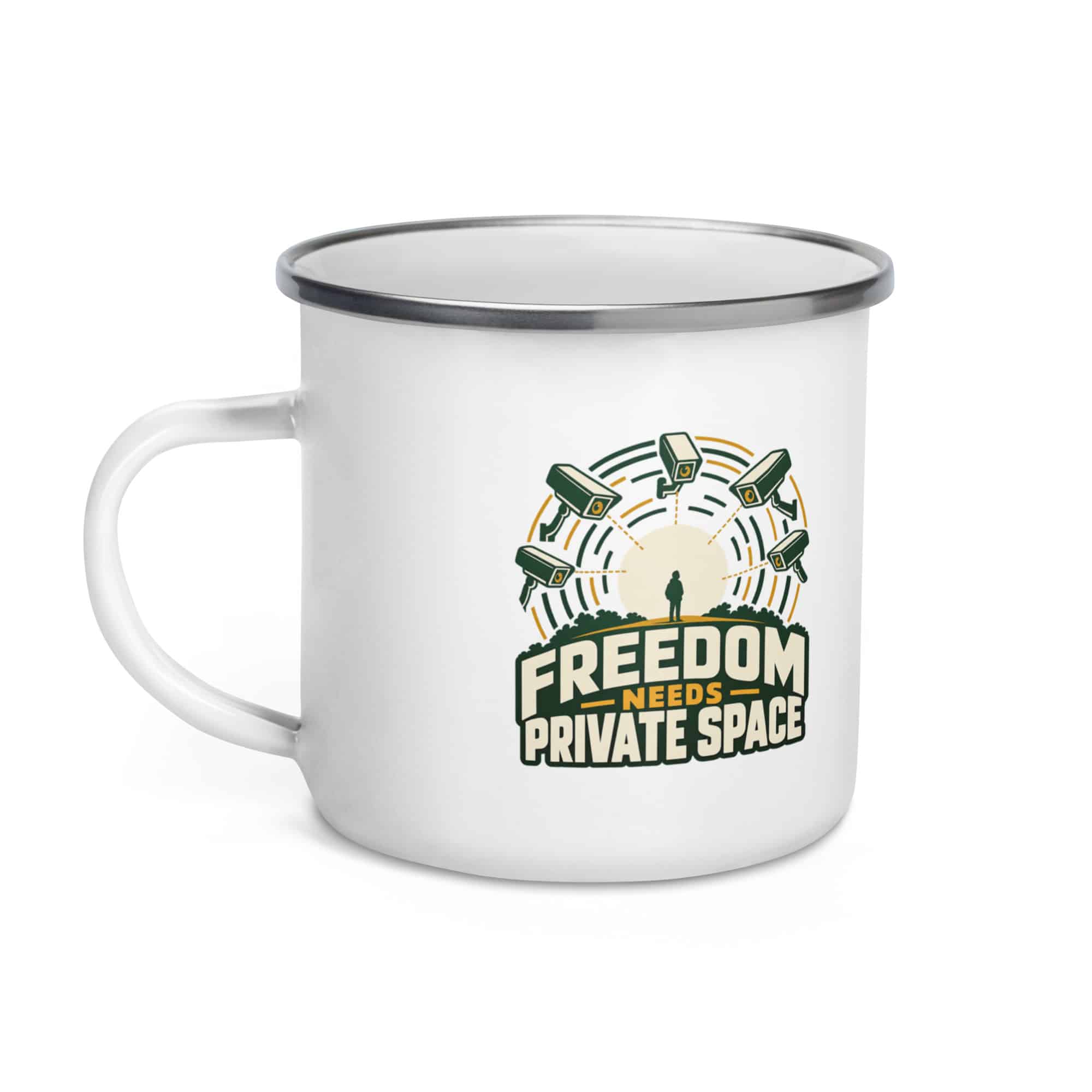 Enamel Camp Mug: Freedom needs private space