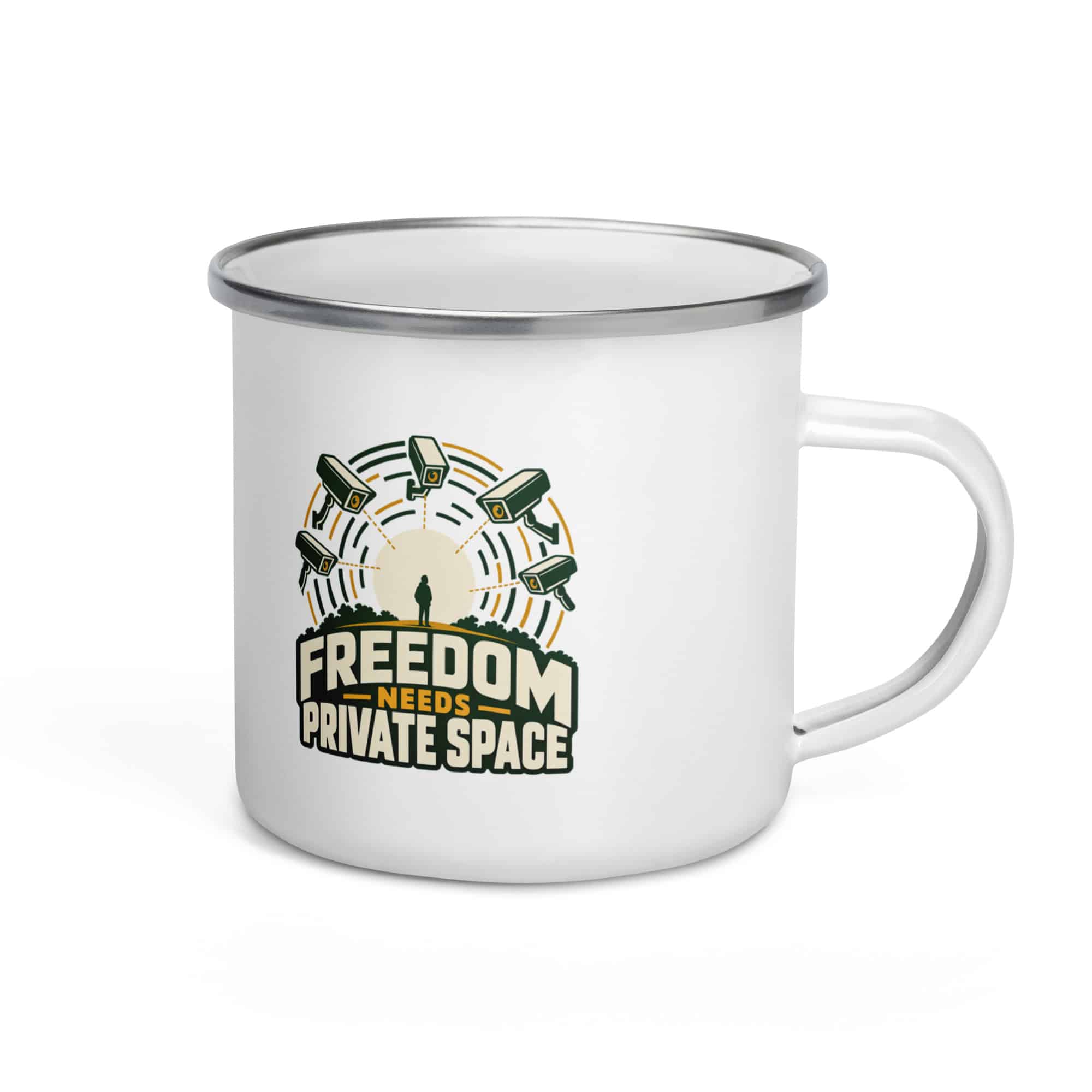 Enamel Camp Mug: Freedom needs private space