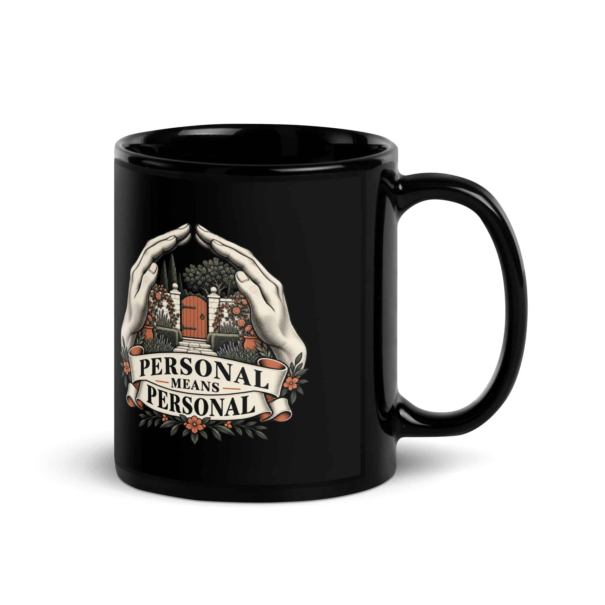 Black Glossy Coffee Mug: Personal means personal