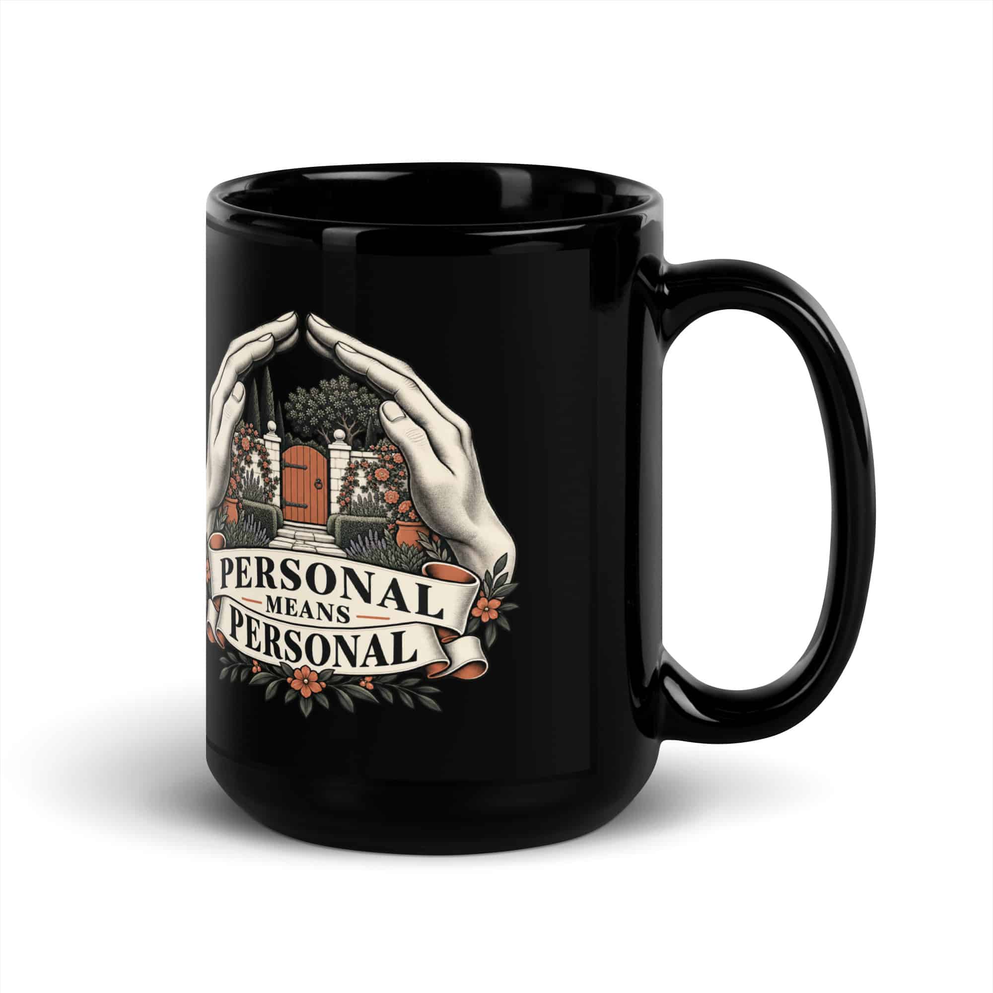 Black Glossy Coffee Mug: Personal means personal