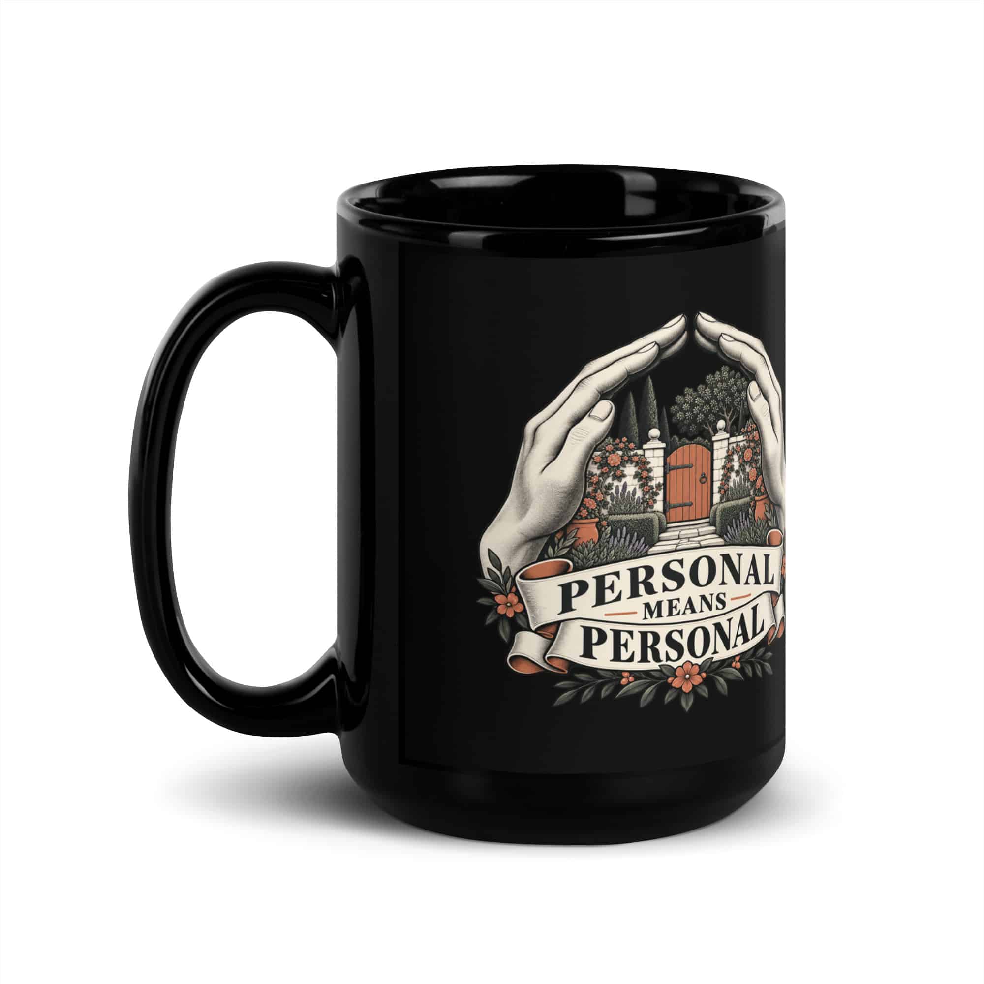 Black Glossy Coffee Mug: Personal means personal