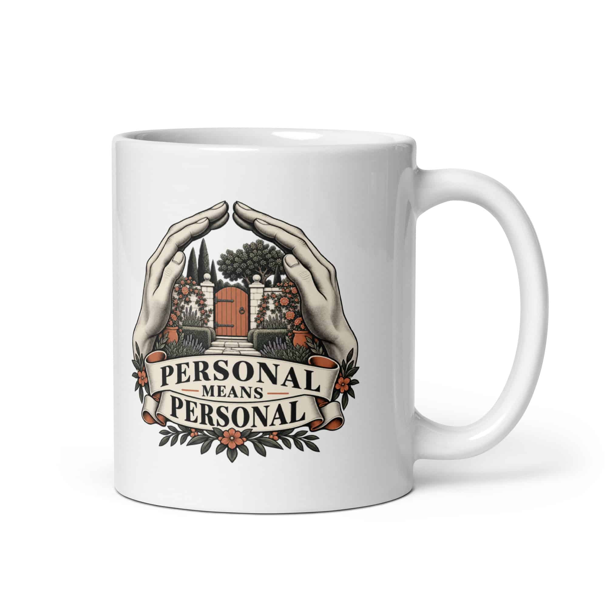 White Ceramic Coffee Mug: Personal means personal