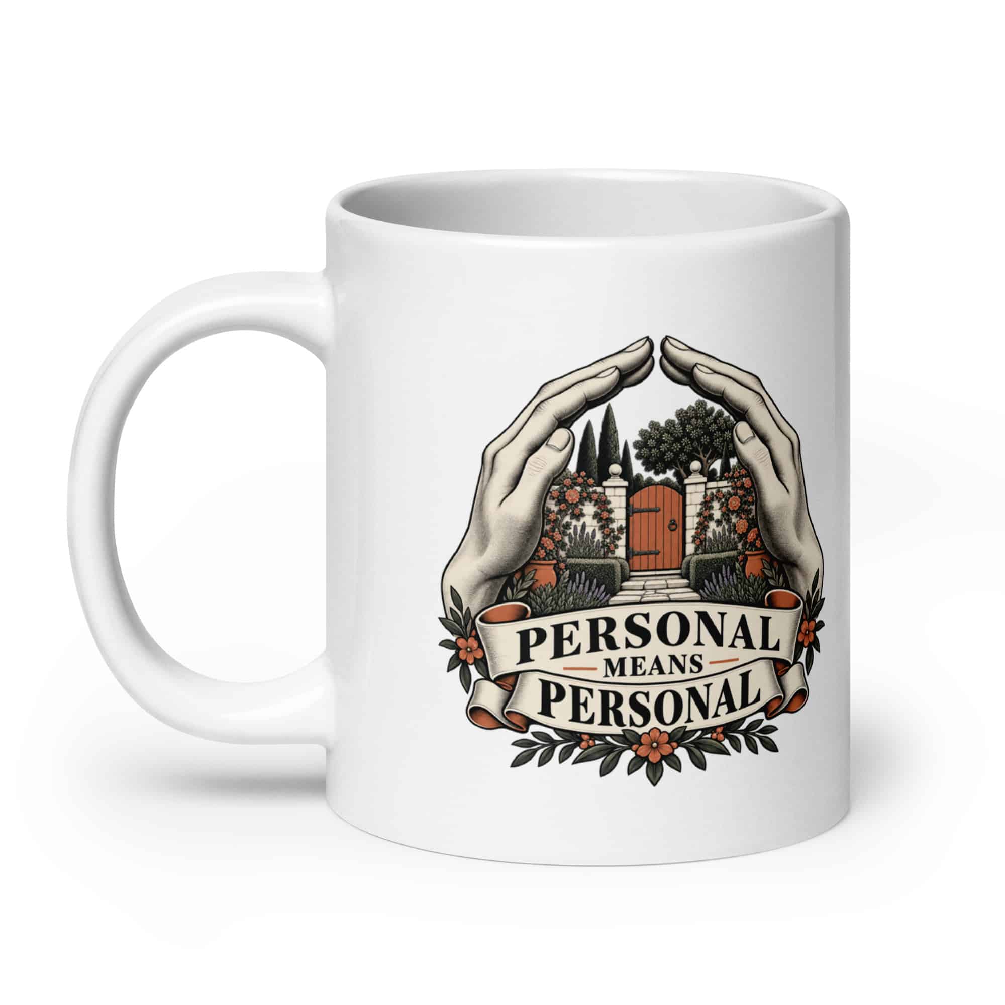 White Ceramic Coffee Mug: Personal means personal