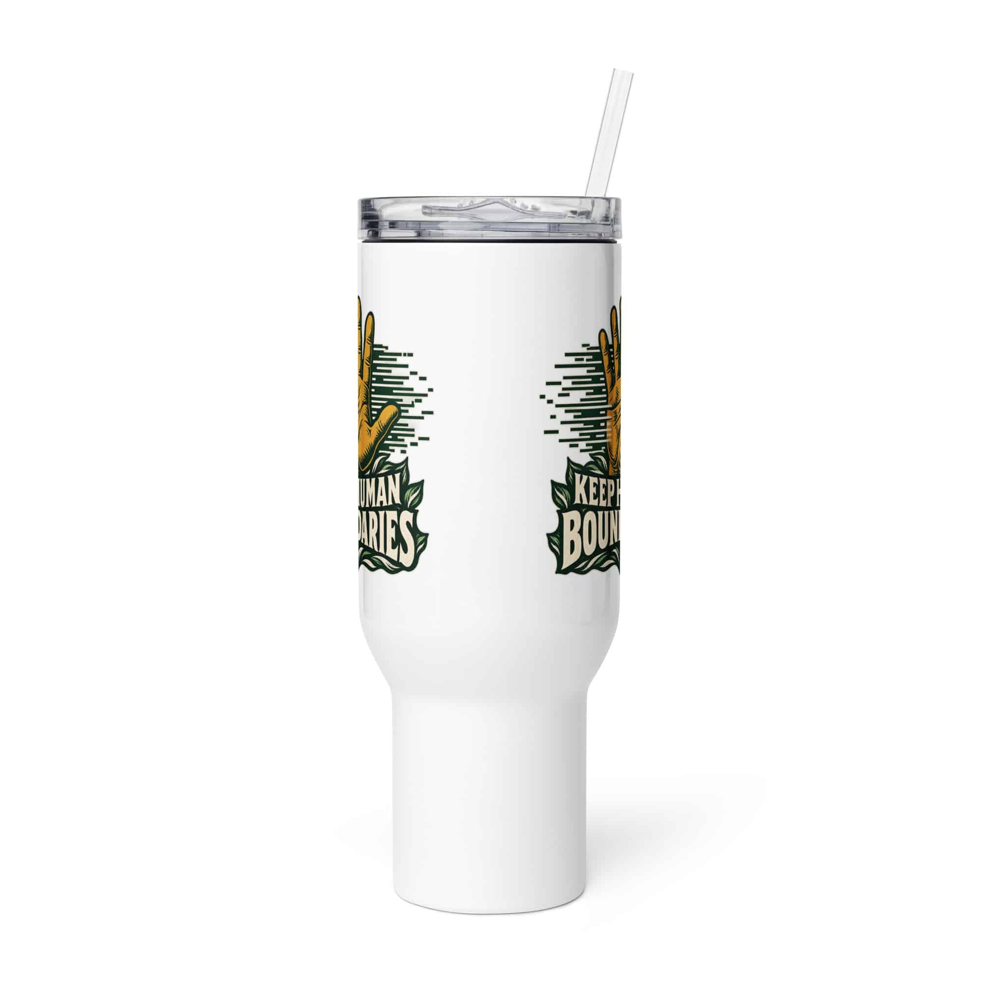 Travel Mug: Keep human boundaries